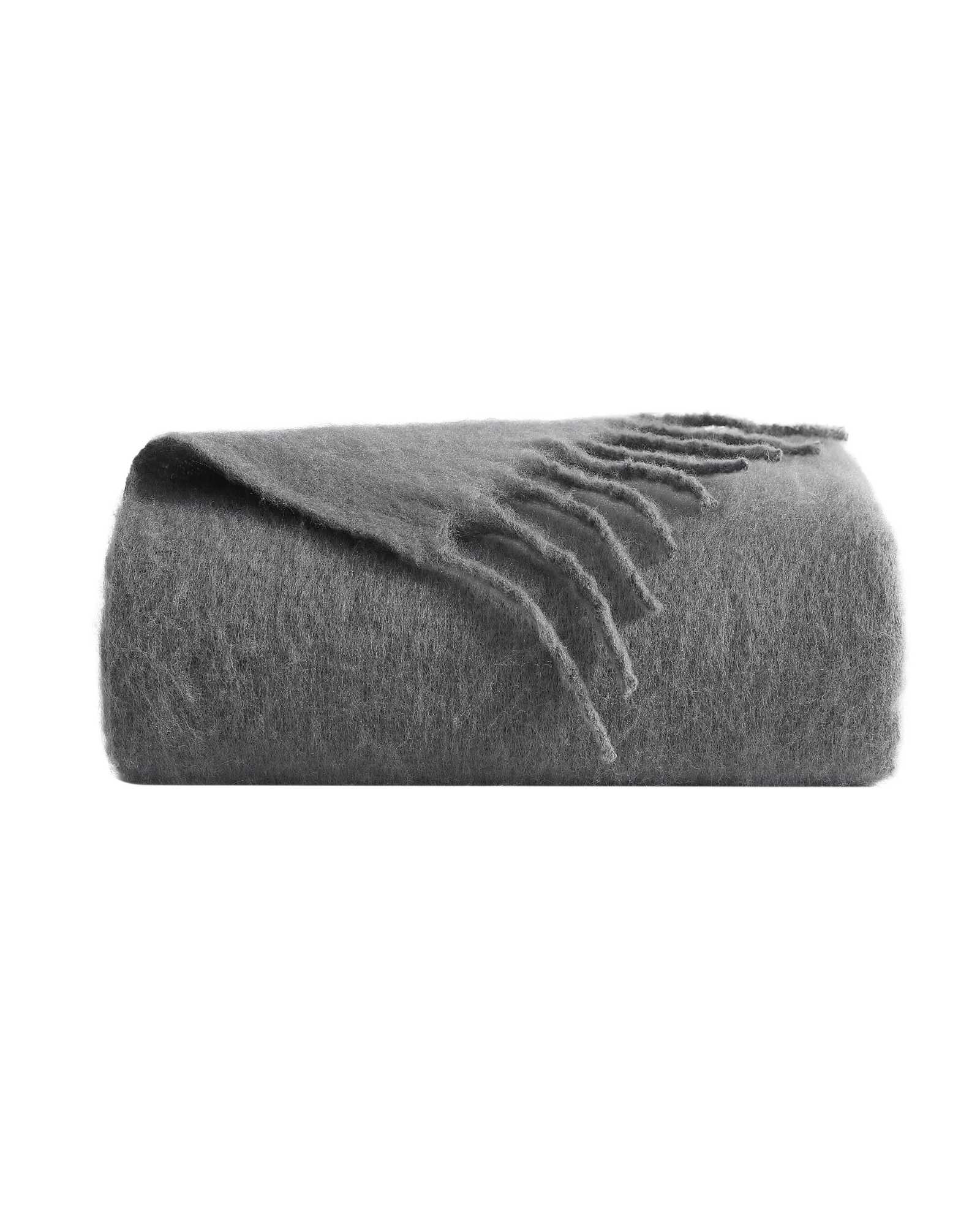 Kenneth Cole Reaction Home & Bedding Mohair Throw Blanket plaid 50 x 70 pollici grigio carbone