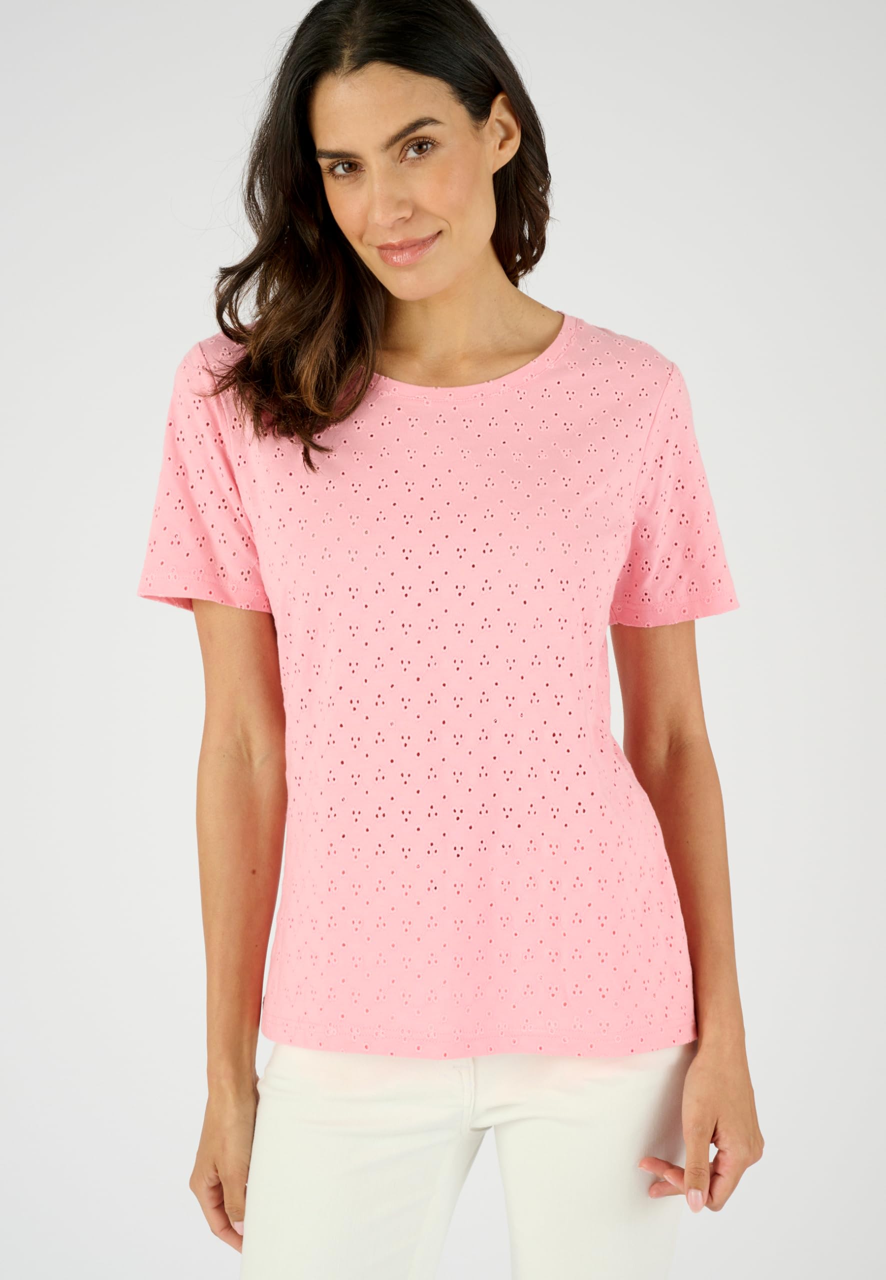 Damart Prêt-à-porter Maglietta in maglia ricamata da donna in cotone puro