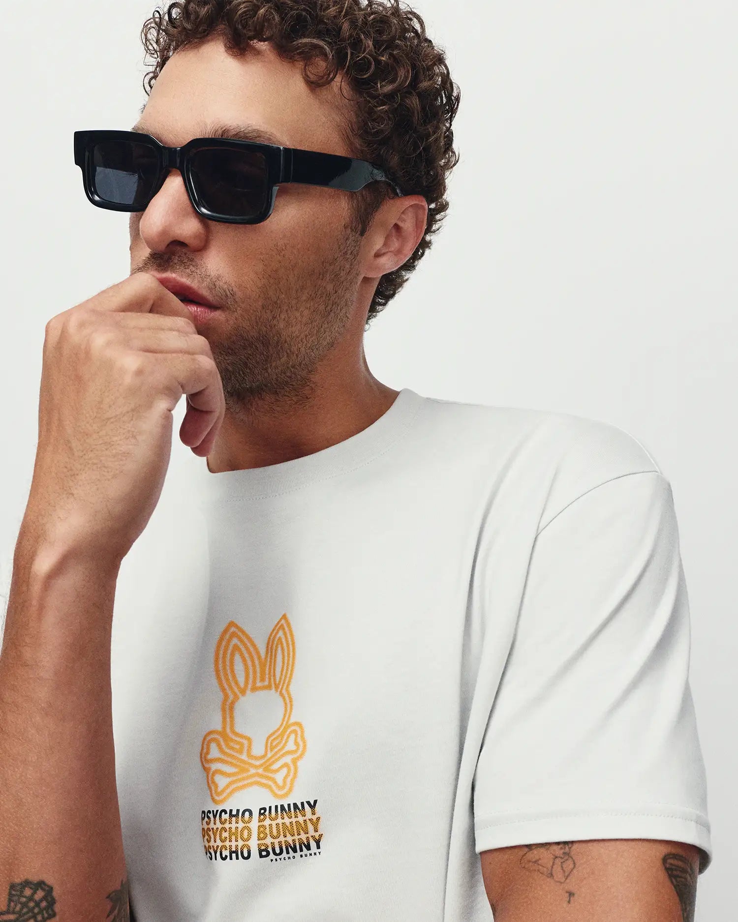 Psycho Bunny Men's Tees Alex Pima Cotton Back Graphic Tee t-shirt blu oversize