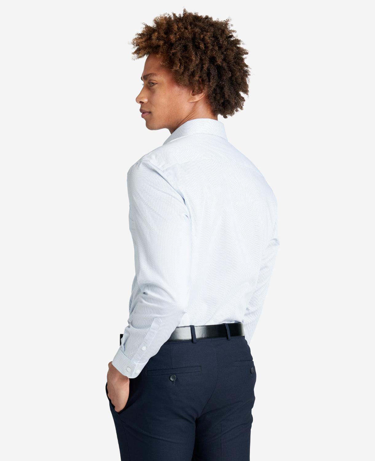 Kenneth Cole Reaction Clothing Slim-Fit Button-Down Stretch Dress Shirt with TEK FIT camicia azzurra