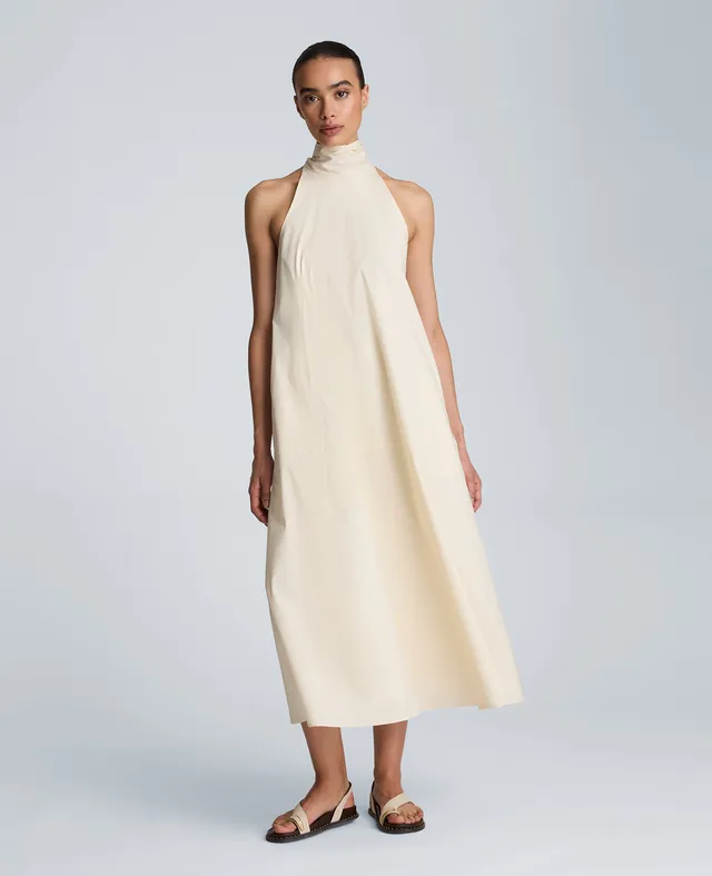 Kenneth Cole Reaction Clothing Tie Back Halter Midi Dress abito midi Oyster con scollo all’americana e tasche