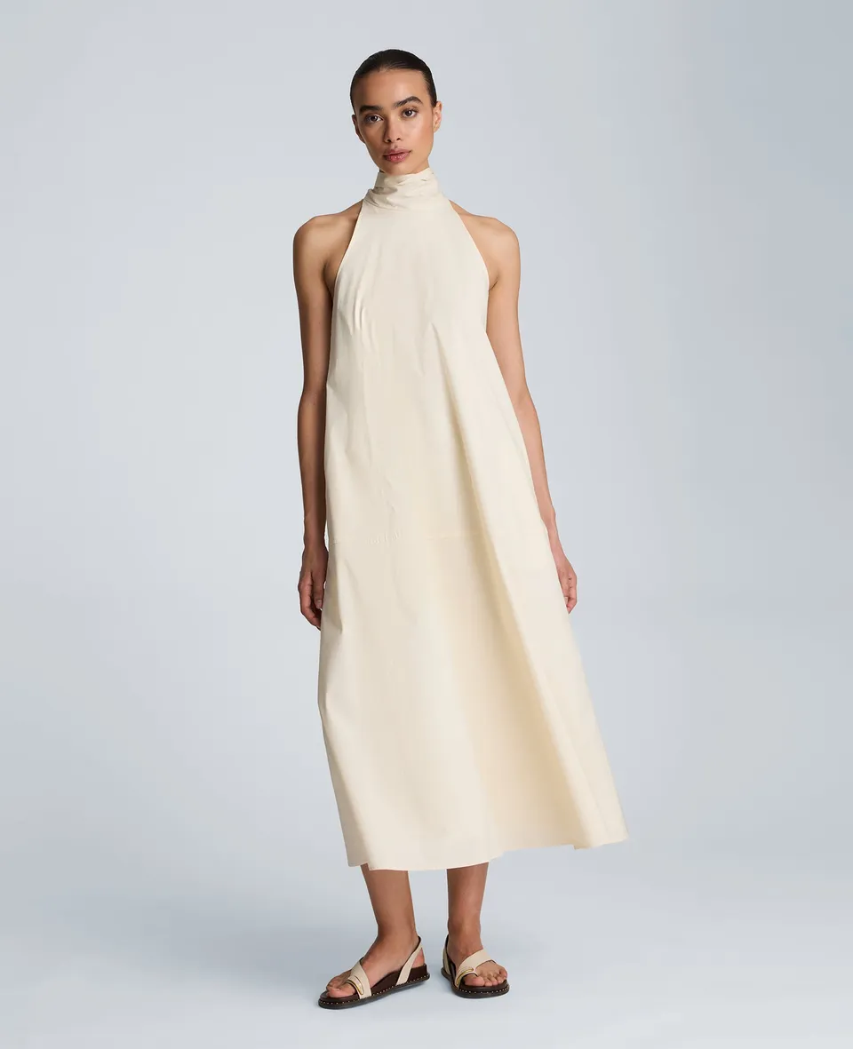 Kenneth Cole Reaction Clothing Tie Back Halter Midi Dress abito midi Oyster con scollo all’americana e tasche