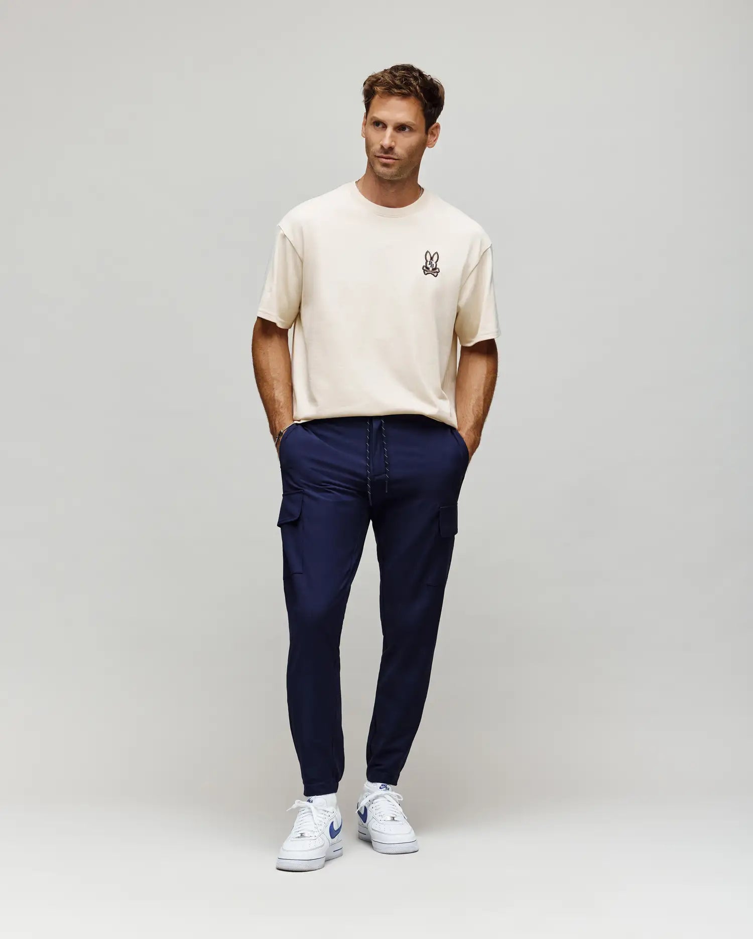 Psycho Bunny Men's Pants Lloyd Cargo Jogger pantaloni blu 29