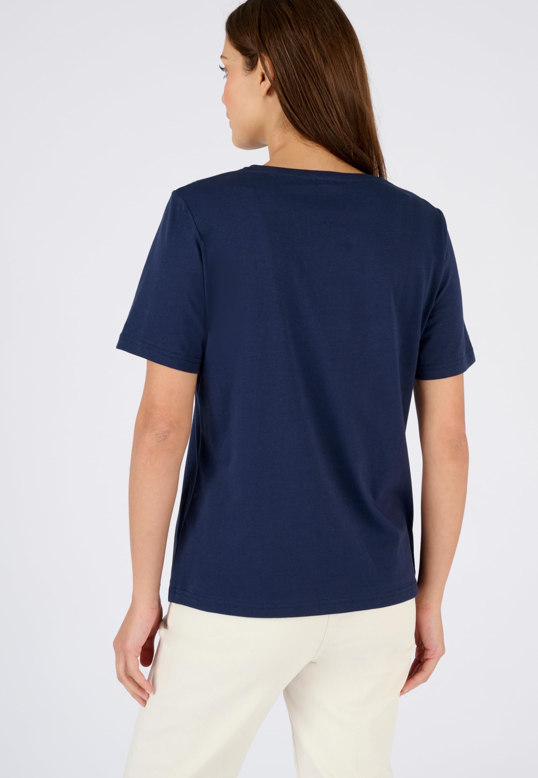 Damart Prêt-à-porter Maglietta donna blu navy ricamo bianco 38-40