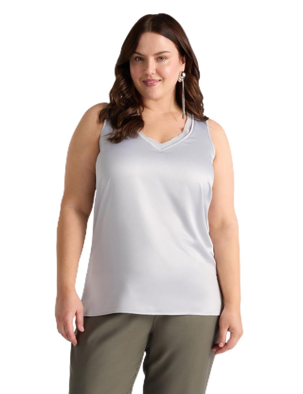 Fiorella Rubino Top e t-shirt Top in Due Tessuti con Scollo a V Blu S Plus