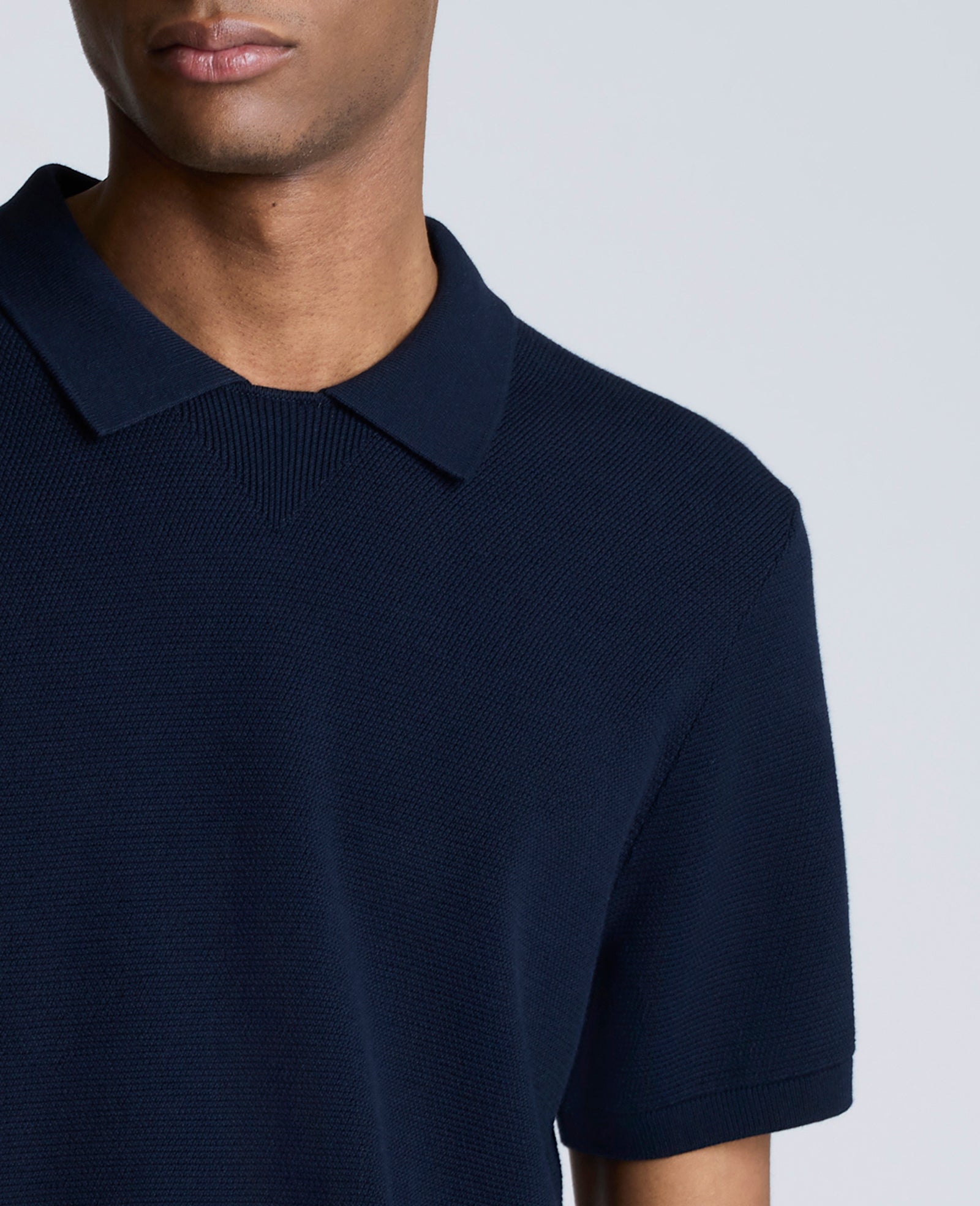 Kenneth Cole Reaction Clothing Short Sleeve Polo Sweater maglia polo blu navy