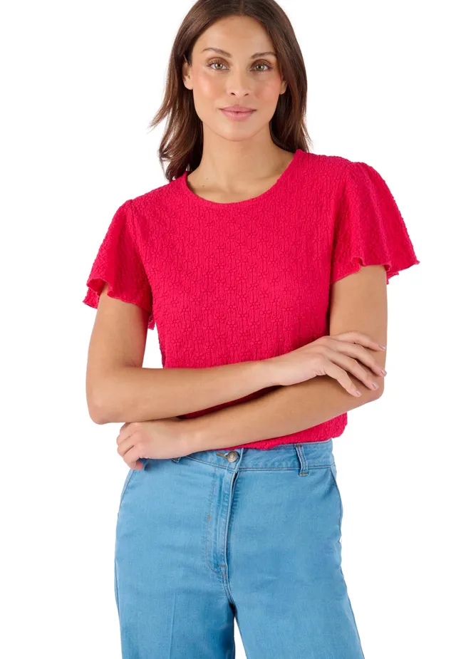 Damart Prêt-à-porter Maglia Jacquard Rilegata Donna 38-40 Rosa Fucsia