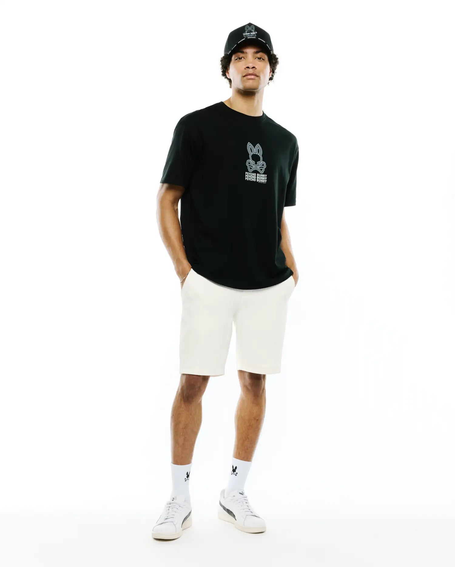 Psycho Bunny Men's Tees Alex Pima Cotton Back Graphic Tee t-shirt nera