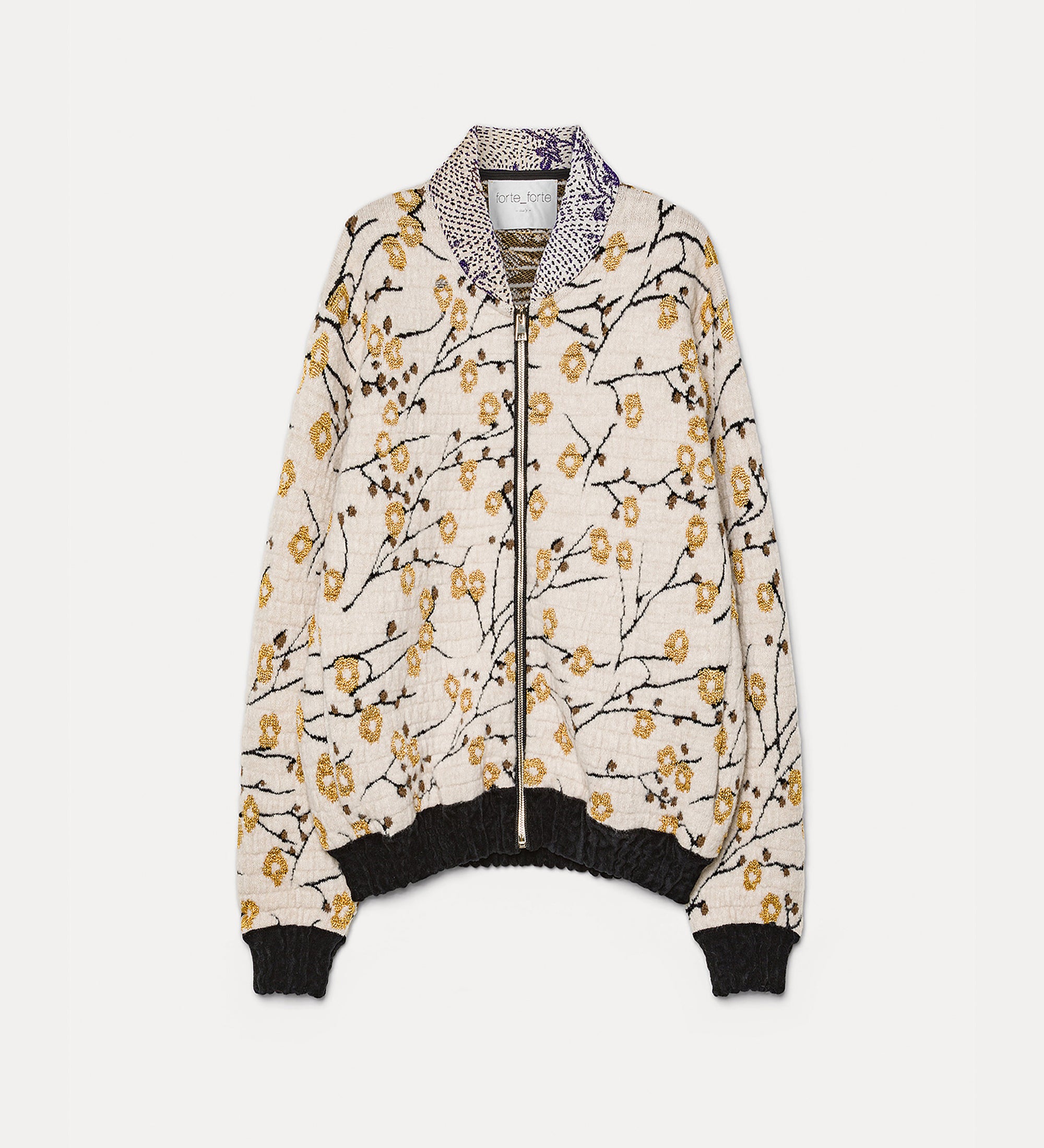 Forte giacche Cherry Blossom giacca bomber mandorla jacquard