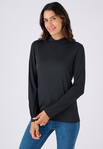 Damart Prêt-à-porter set di 2 magliette donna a collo alto nero e grigio melange