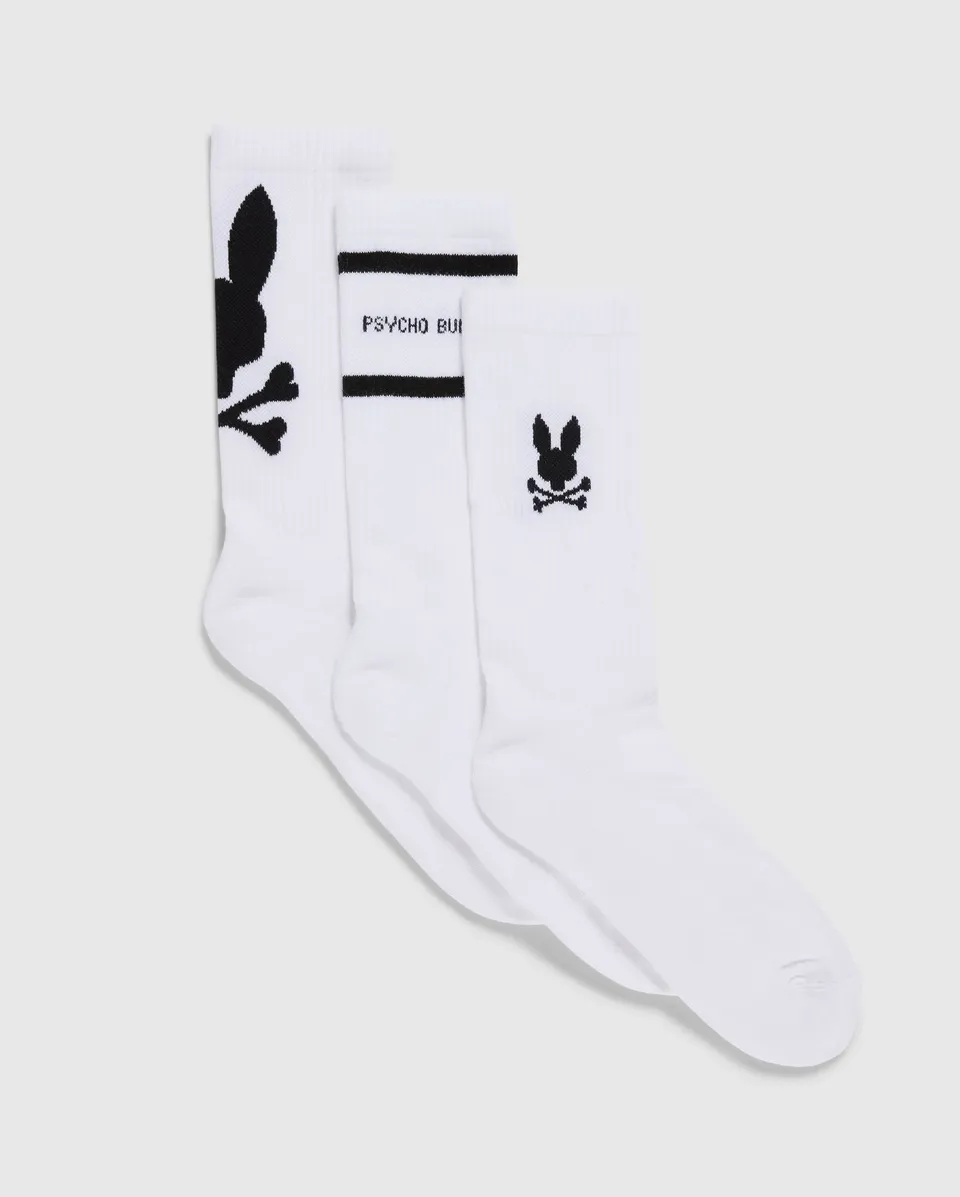 Psycho Bunny Accessories Mens 3 Pack Sport Sock B6F997D200 calze bianche 3 paia