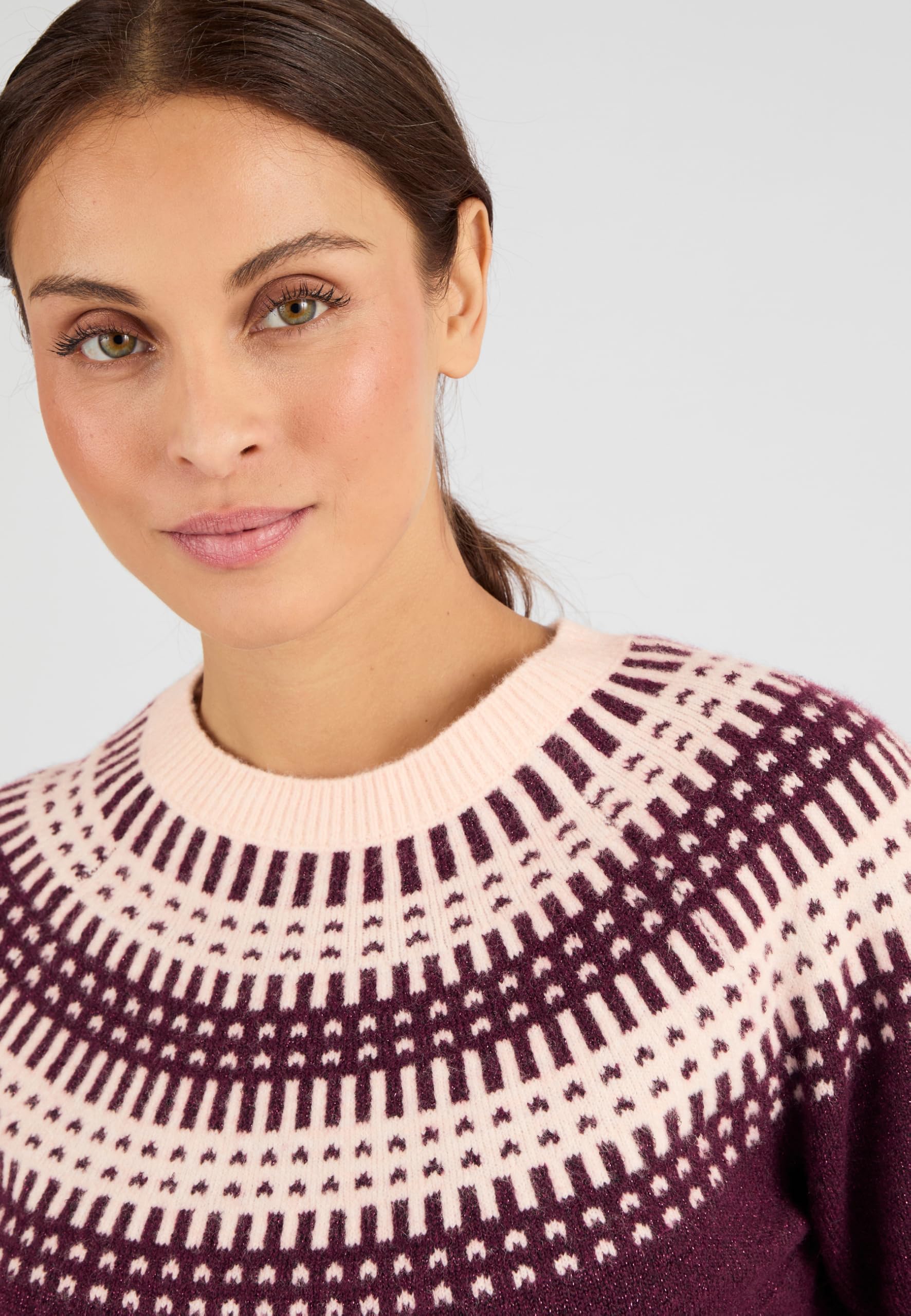 Damart Thermolactyl Maglione jacquard donna rosa bordeaux