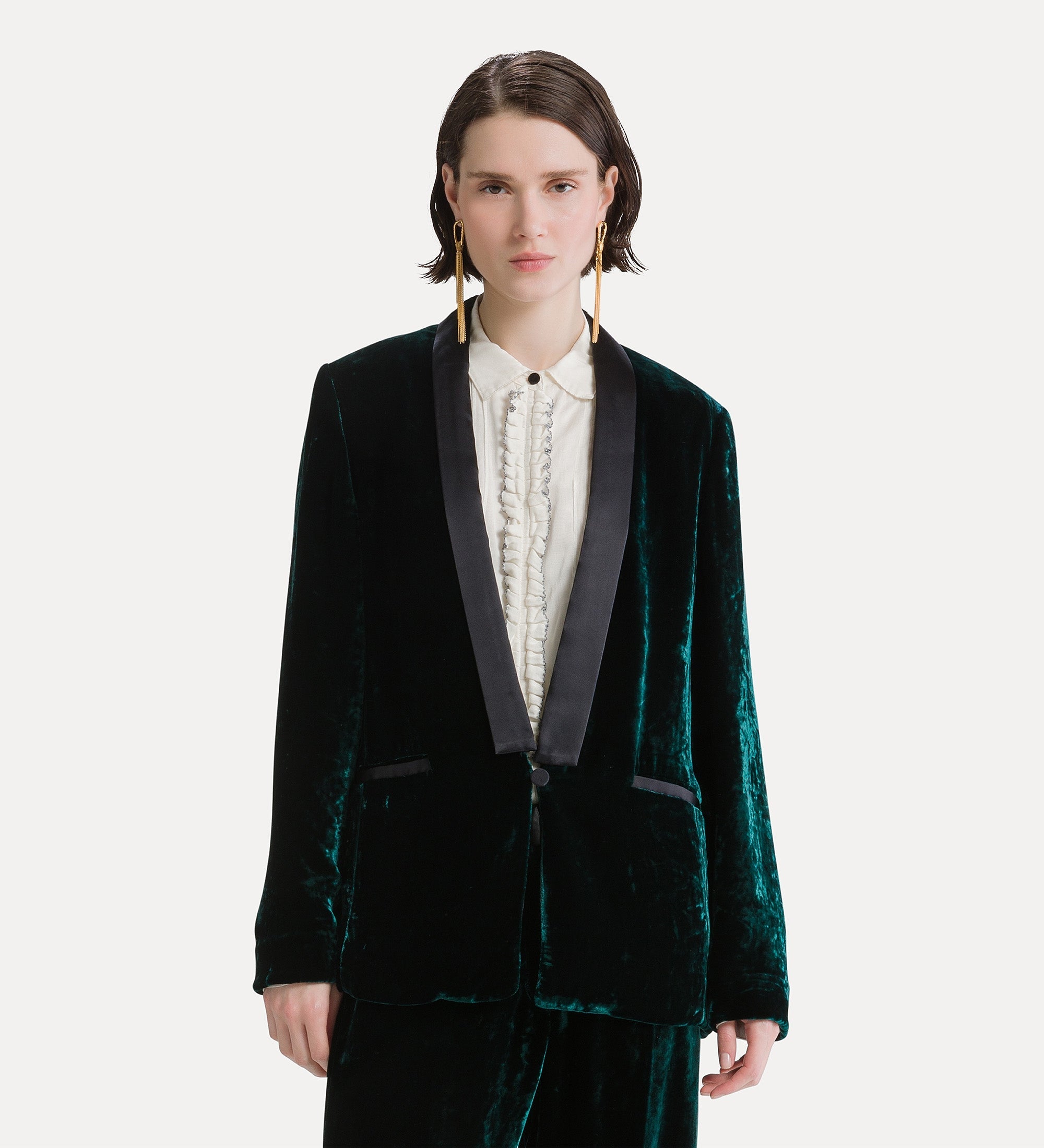 Forte giacche Moiré Velvet Tuxedo Jacket giacca verde in velluto