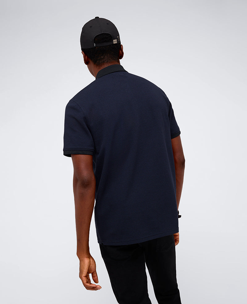 Kenneth Cole Reaction Clothing Contrast Placket Button Polo polo nera uomo S-XXL cotone