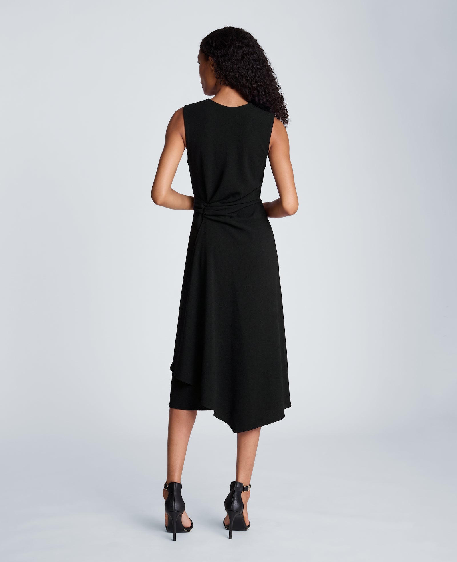 Kenneth Cole Reaction Clothing Asymmetrical Hem Midi Dress abito midi nero in crêpe