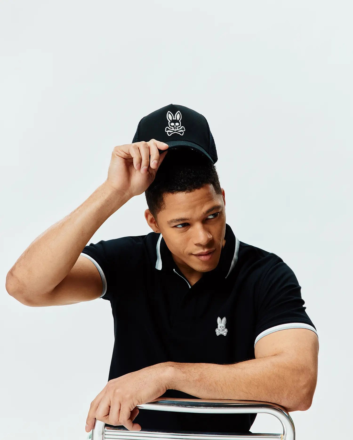 Psycho Bunny Men's Polos Holden Pique Polo uomo nero cotone Pima
