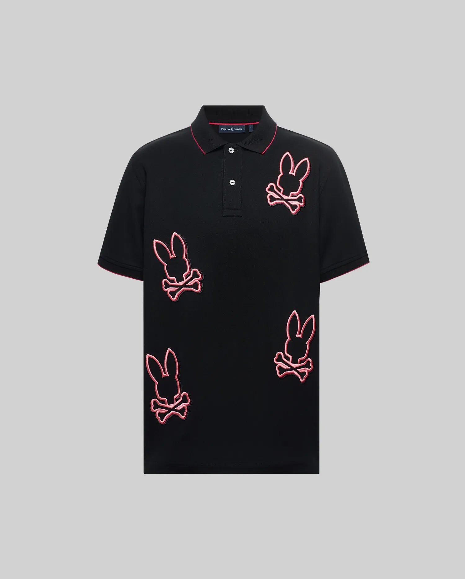 Psycho Bunny Men's Polos Corin Pique Polo polo nera in cotone Pima