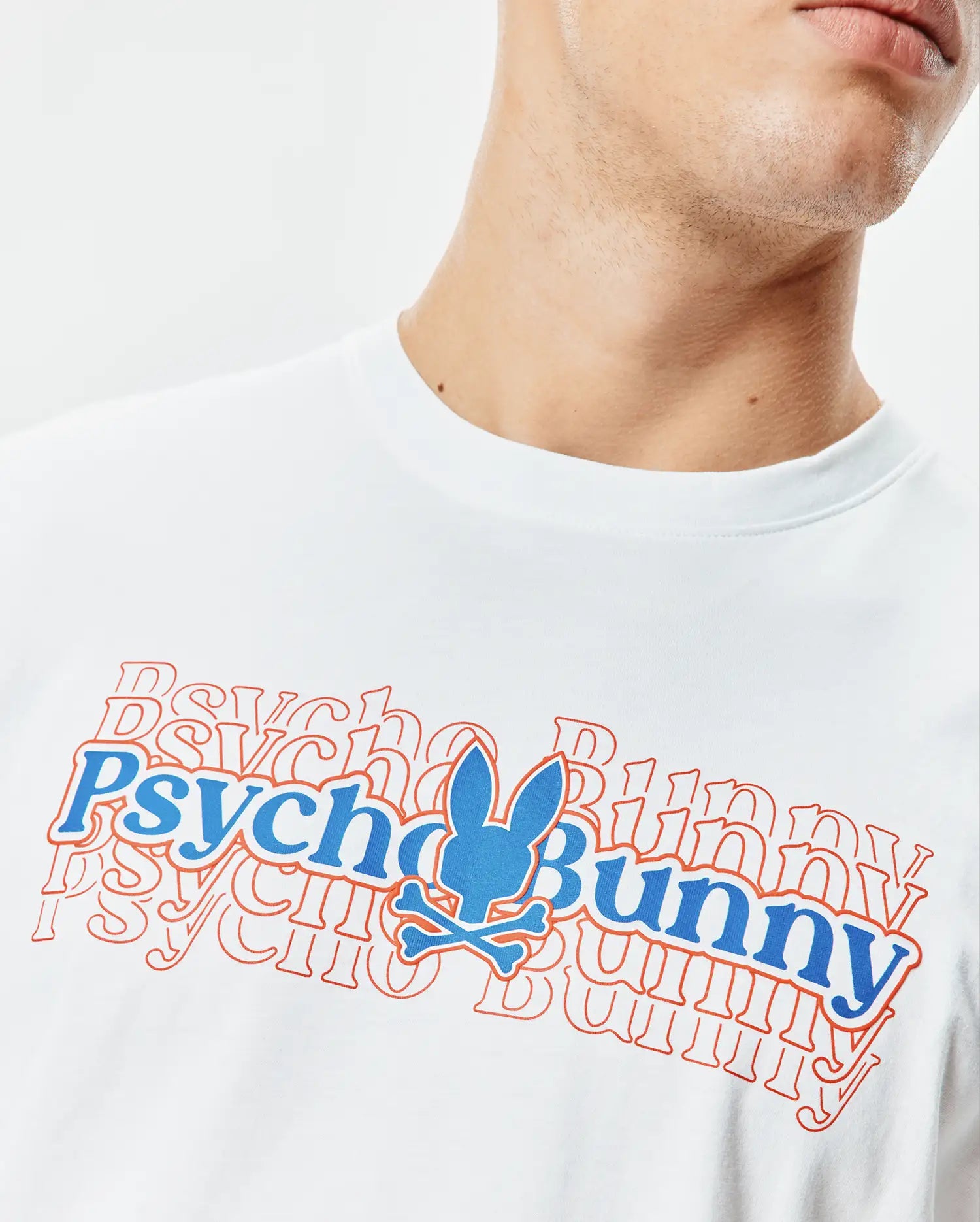 Psycho Bunny Men's Tees John Back Graphic T-shirt bianca cotone Pima