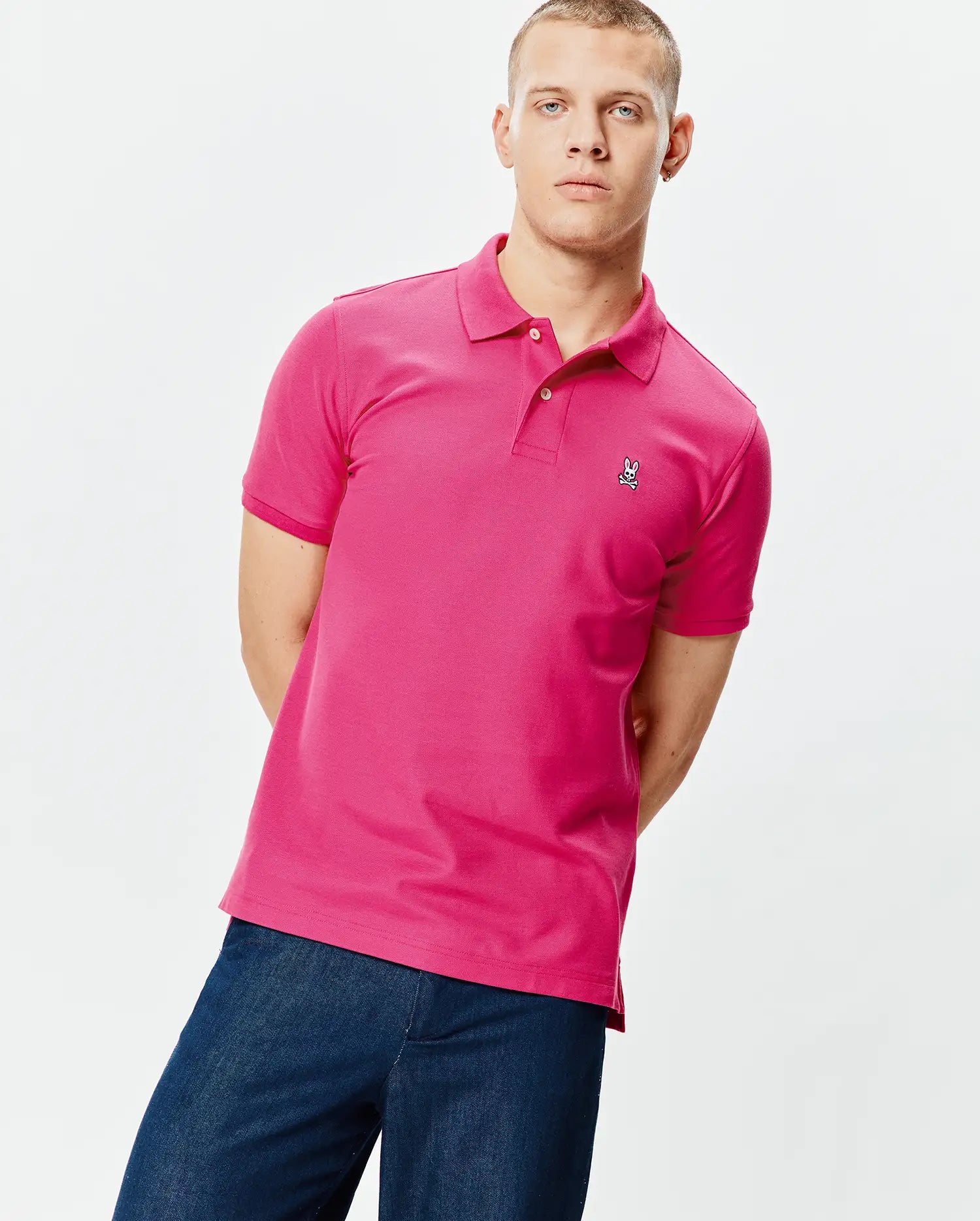 Psycho Bunny Men's Polos B6K001F200 polo Pink Yarrow cotone Pima