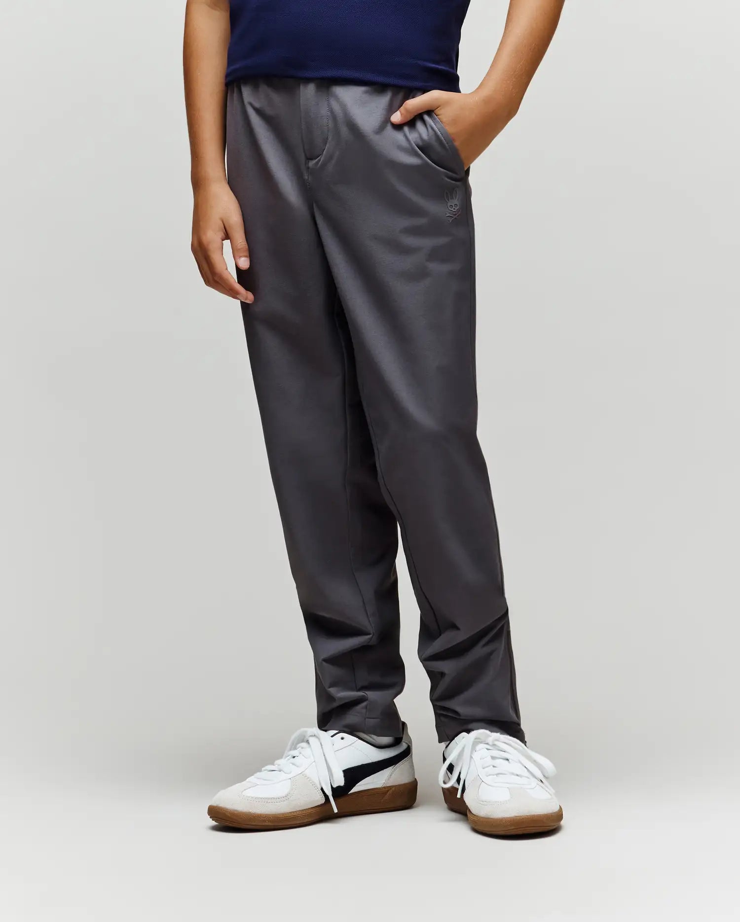 Psycho Bunny Kids Bottoms Mathieu Commuter Pant KB0600002 pantaloni Blackened Pearl elasticizzati