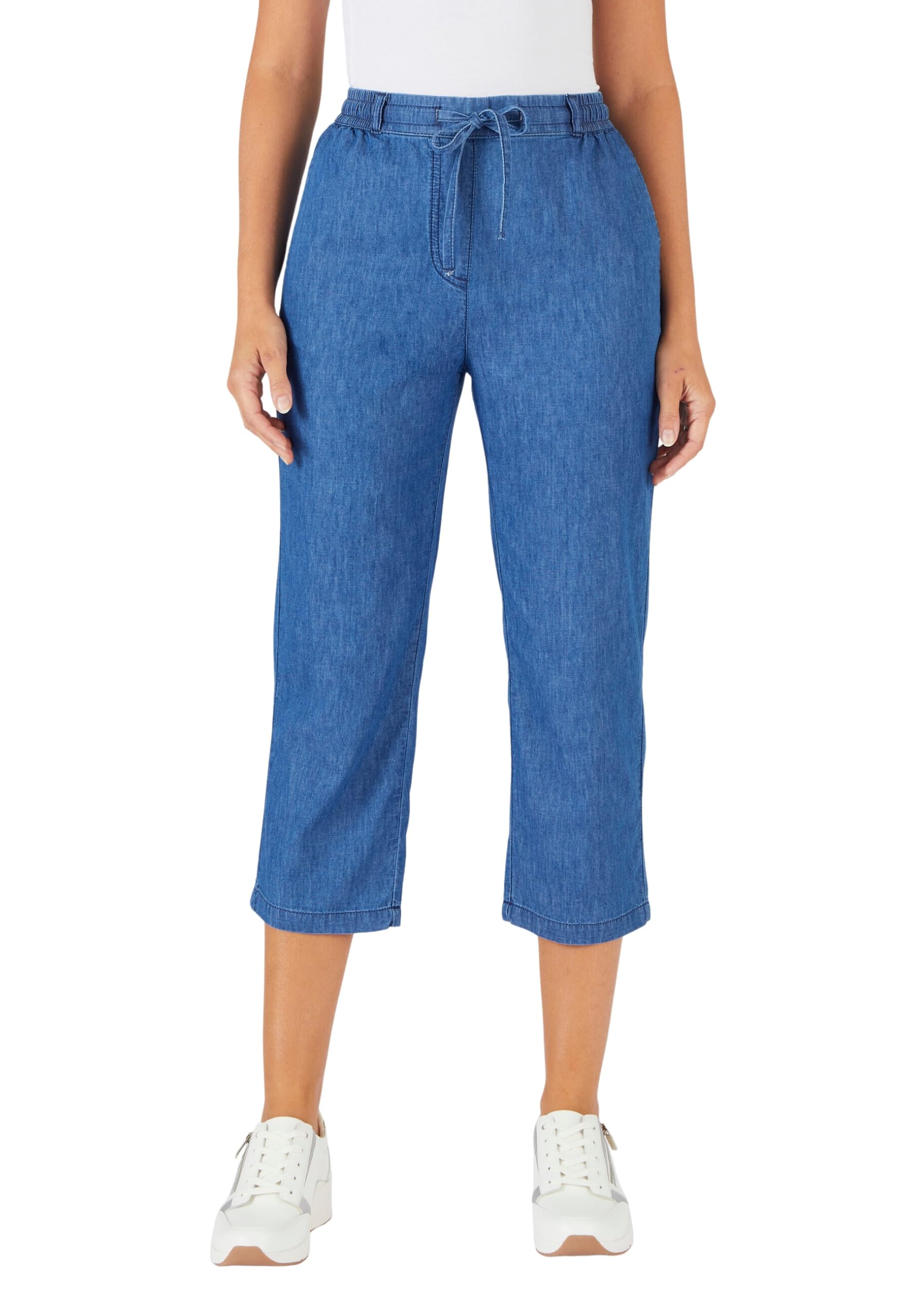 Damart Prêt-à-porter Pantaloni Chambray donna blu denim pastello 46 elasticizzati