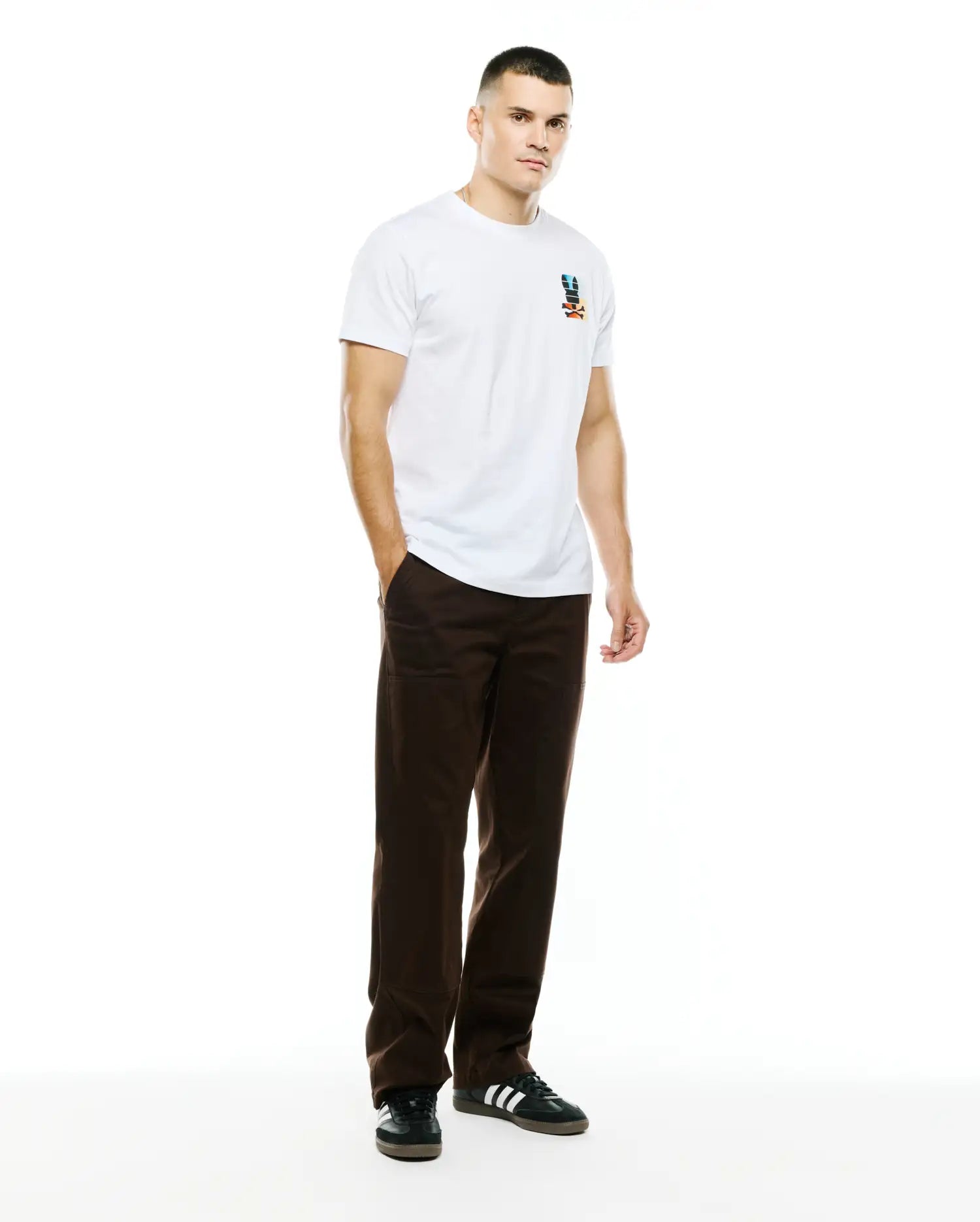 Psycho Bunny Men's Tees Cyprian Back Graphic Tee maglietta bianca