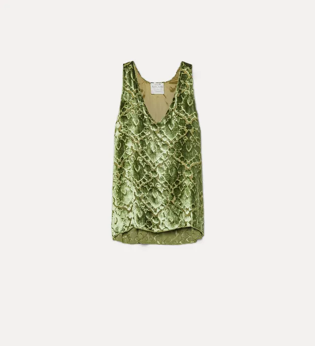 Forte top top in velluto burnout floreale Leaf verde