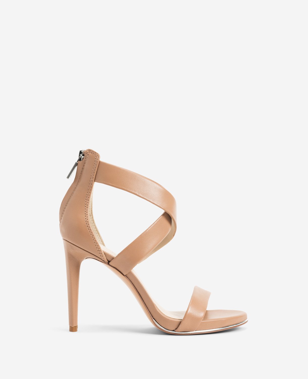 Kenneth Cole Reaction Shoes Brooke Cross Strap Heeled Sandal sandali tacco latte