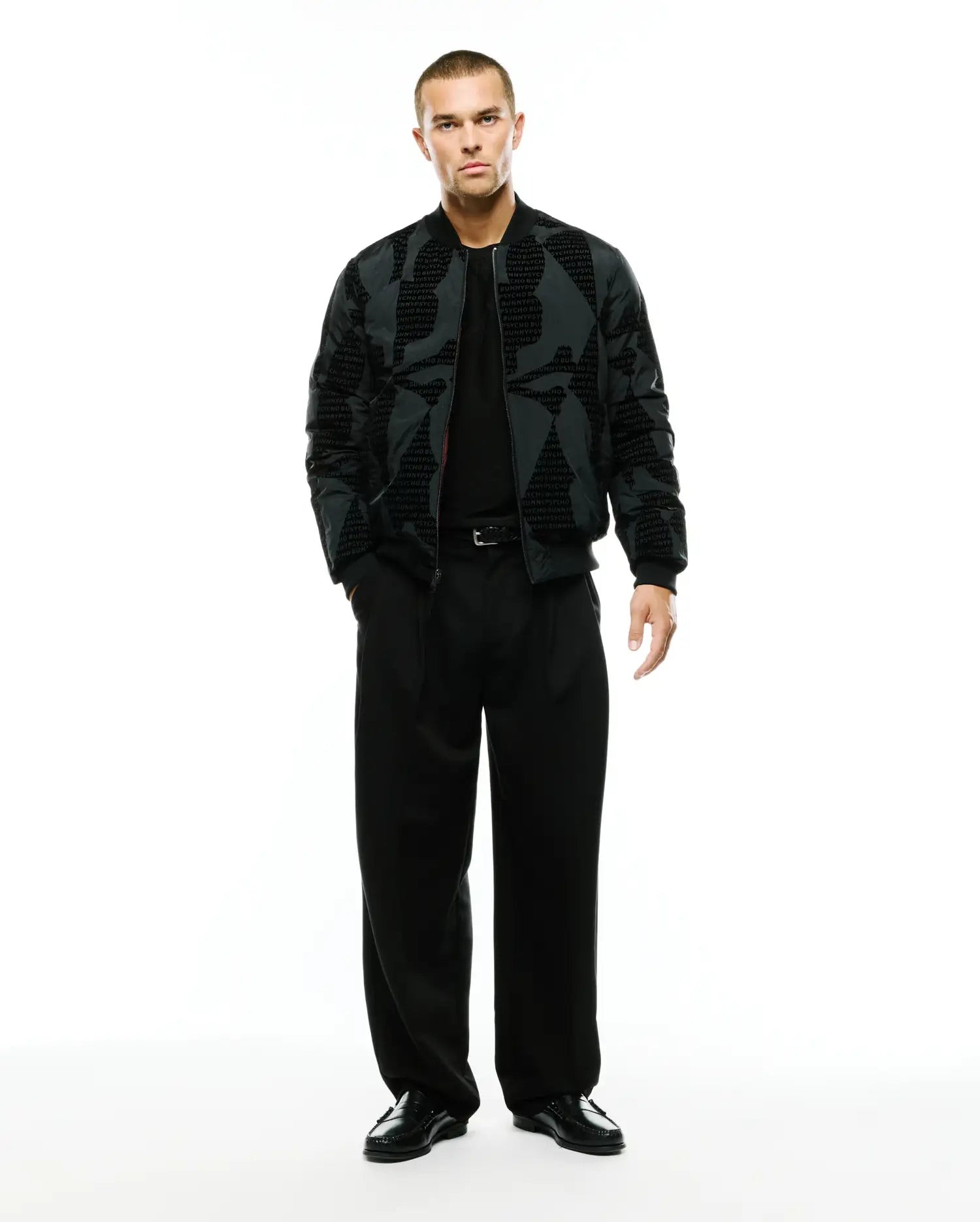 Psycho Bunny Jackets Men's Angus Reversible Bomber bomber nero reversibile