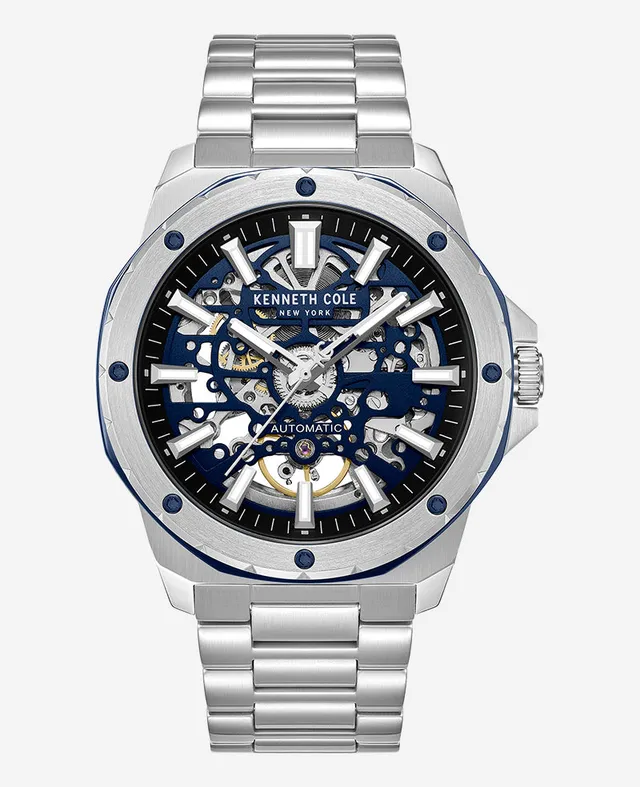 Kenneth Cole Reaction Watches Skeleton Automatic Stainless Bracelet Watch orologio argento