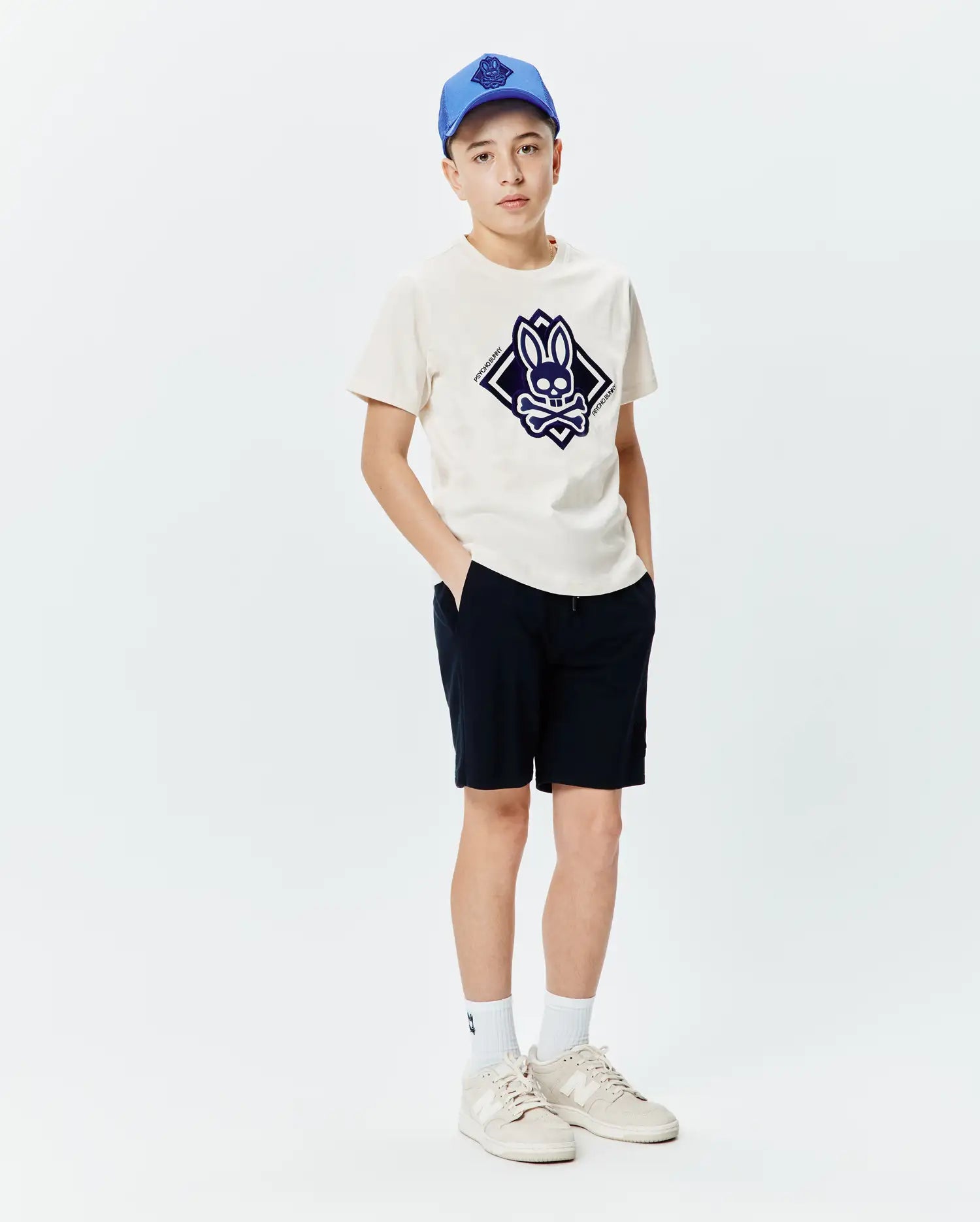 Psycho Bunny Kids Tees Tobias Graphic Tee maglietta bianca cotone Pima