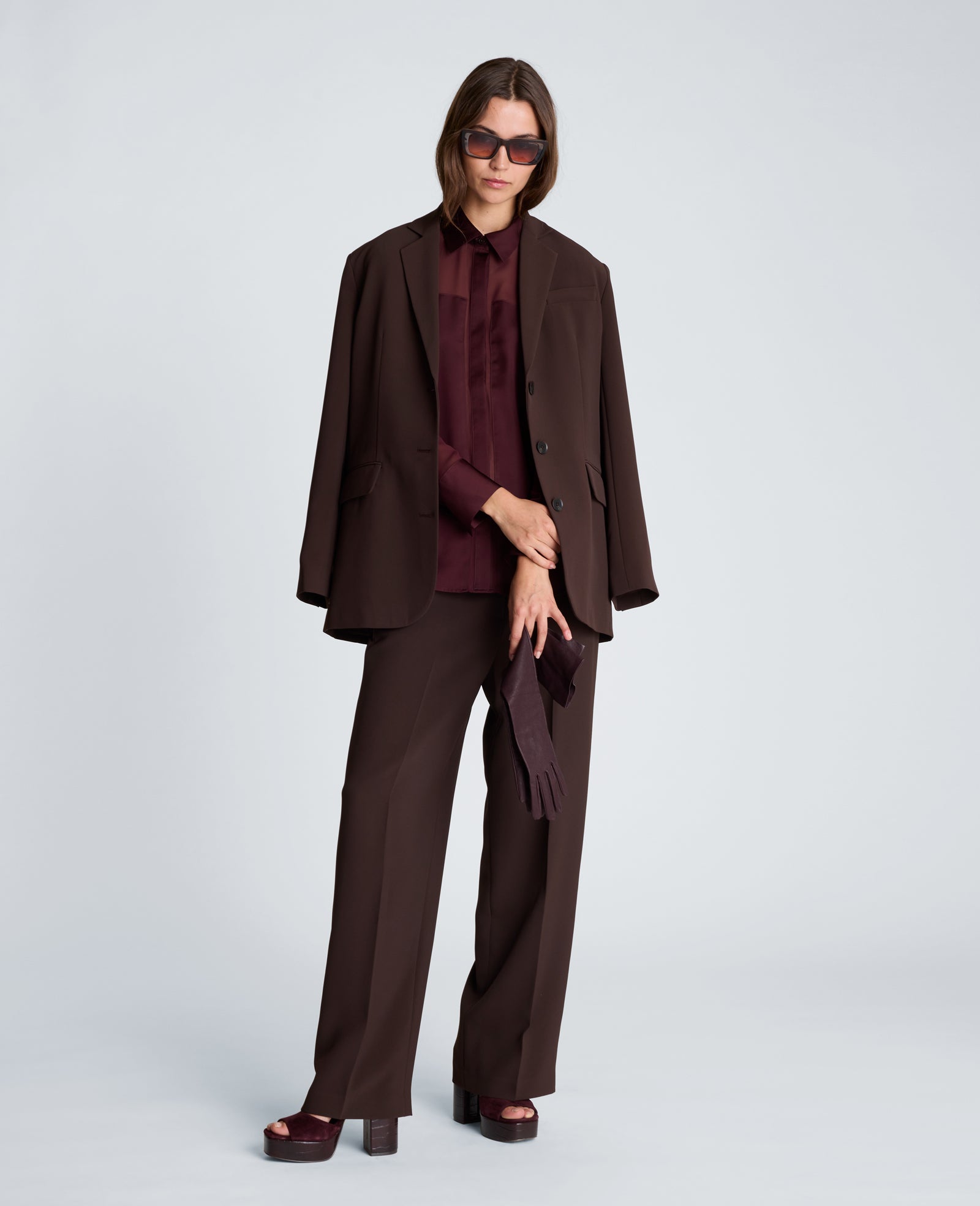 Kenneth Cole Reaction Clothing Long Sleeve Button Front Shirt camicia donna Sugar Beet maniche trasparenti