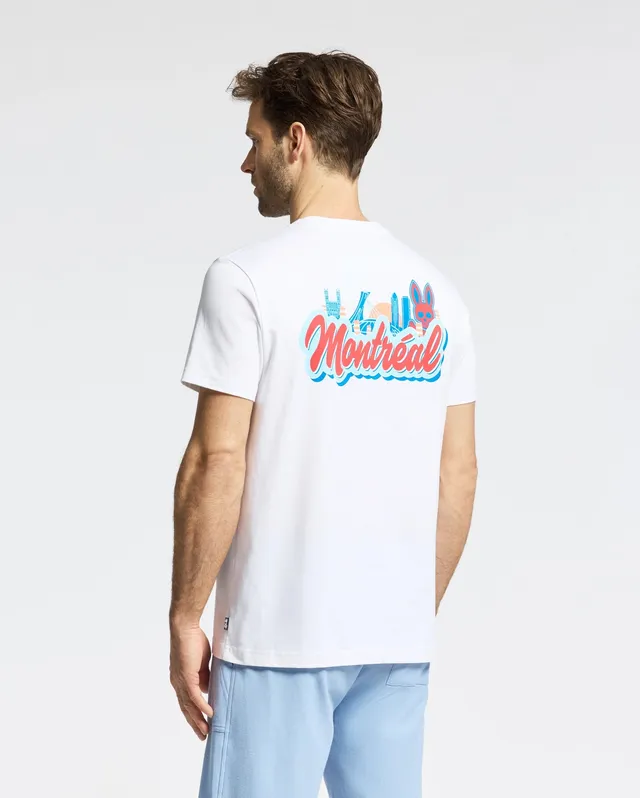 Psycho Bunny Men's Tees Montreal t-shirt bianca in cotone Pima