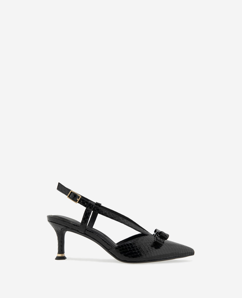 Kenneth Cole Reaction Umayra Snake Slingback Kitten Heel scarpe nere stampa serpente