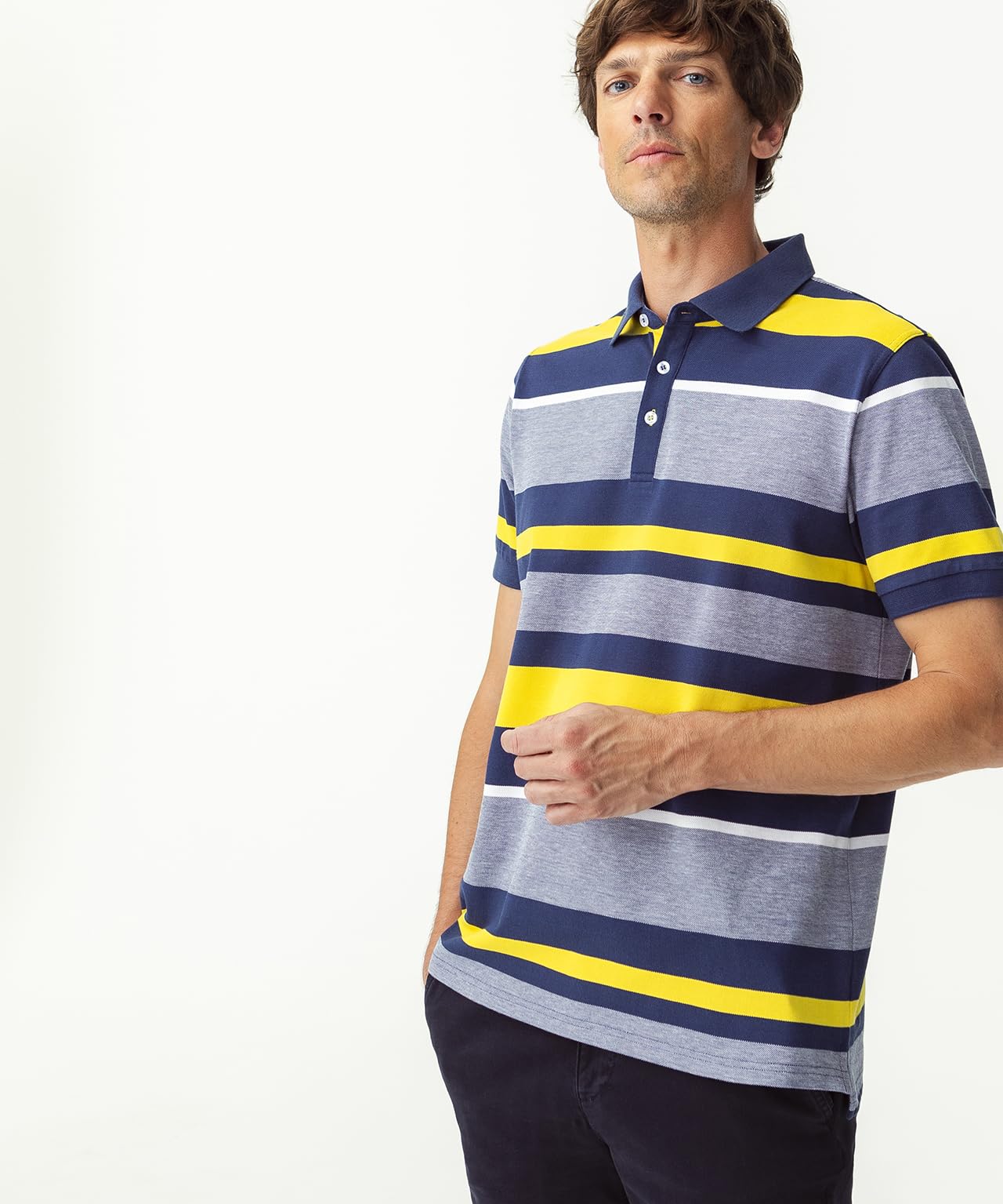 Damart Prêt-à-porter polo a maglia trapuntata a righe in cotone
