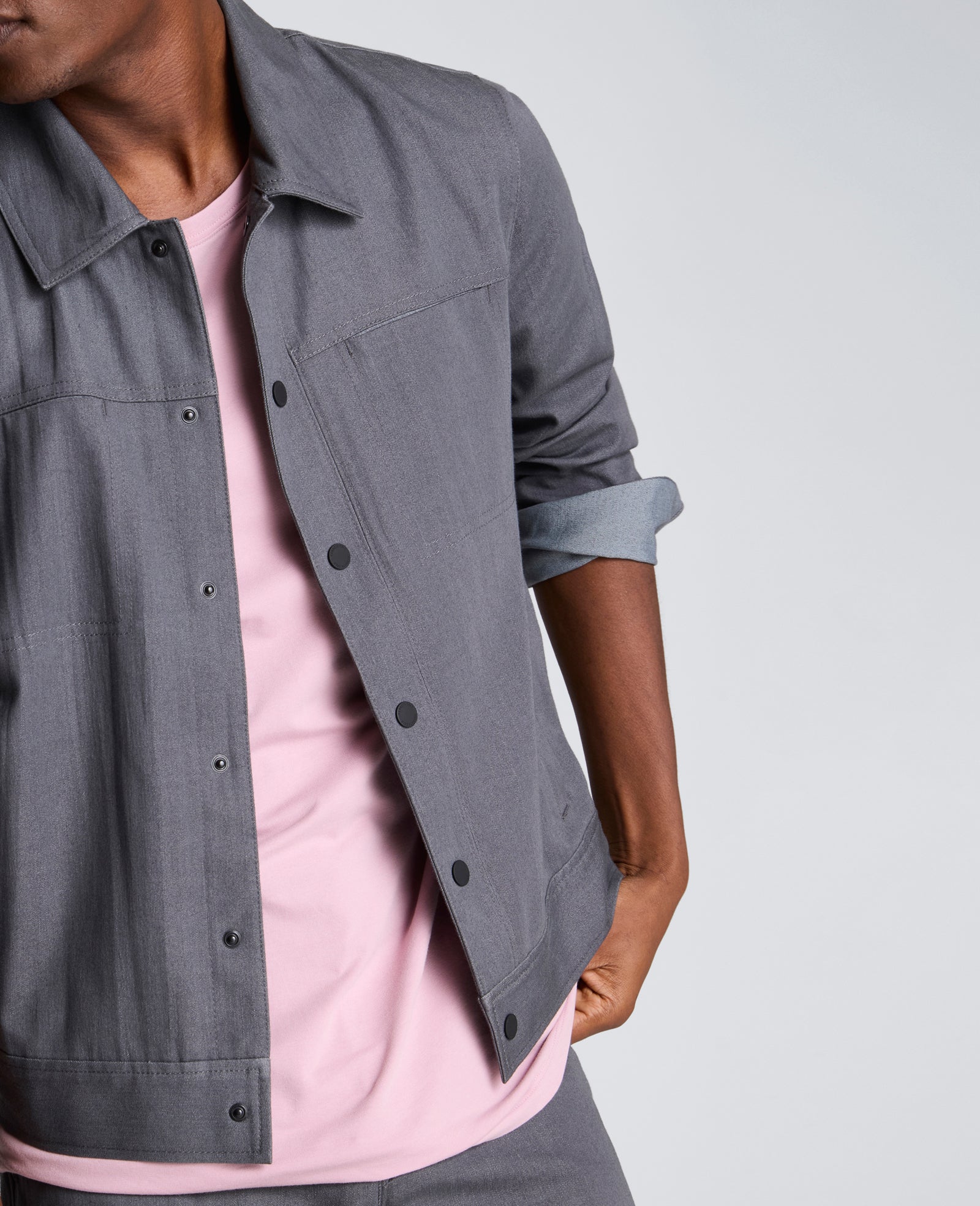 Kenneth Cole Reaction Clothing Denim Trucker Jacket giacca in denim antracite