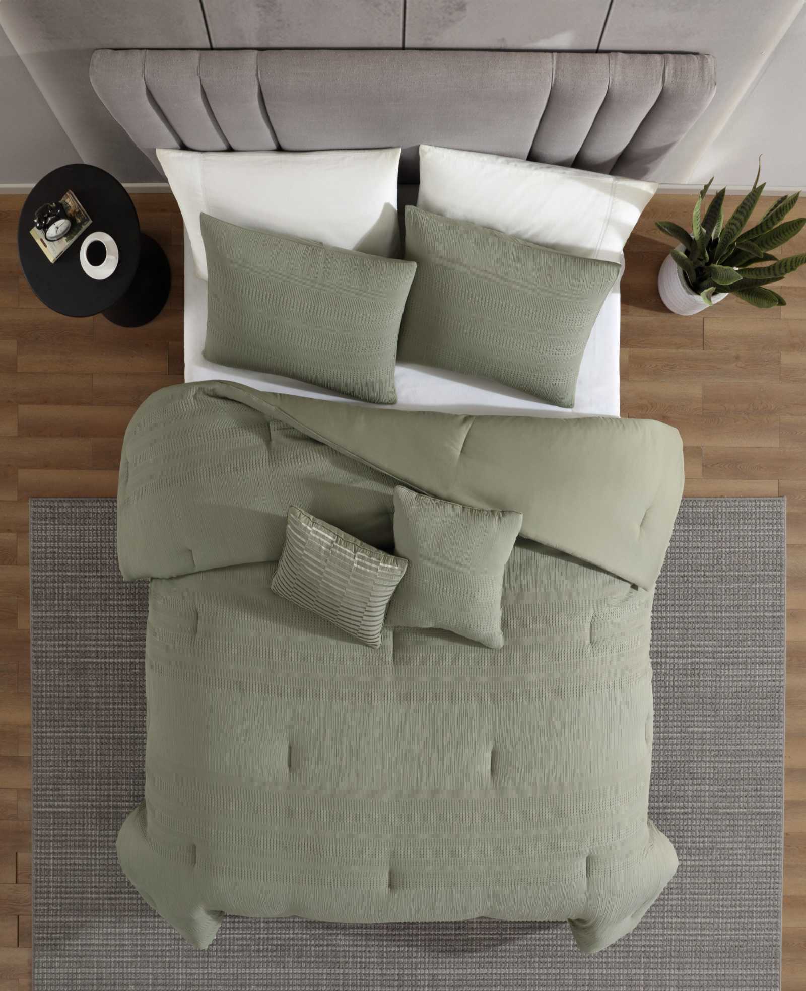 Kenneth Cole Reaction Home & Bedding Variegated Waffle Comforter Set trapunta verde Twin