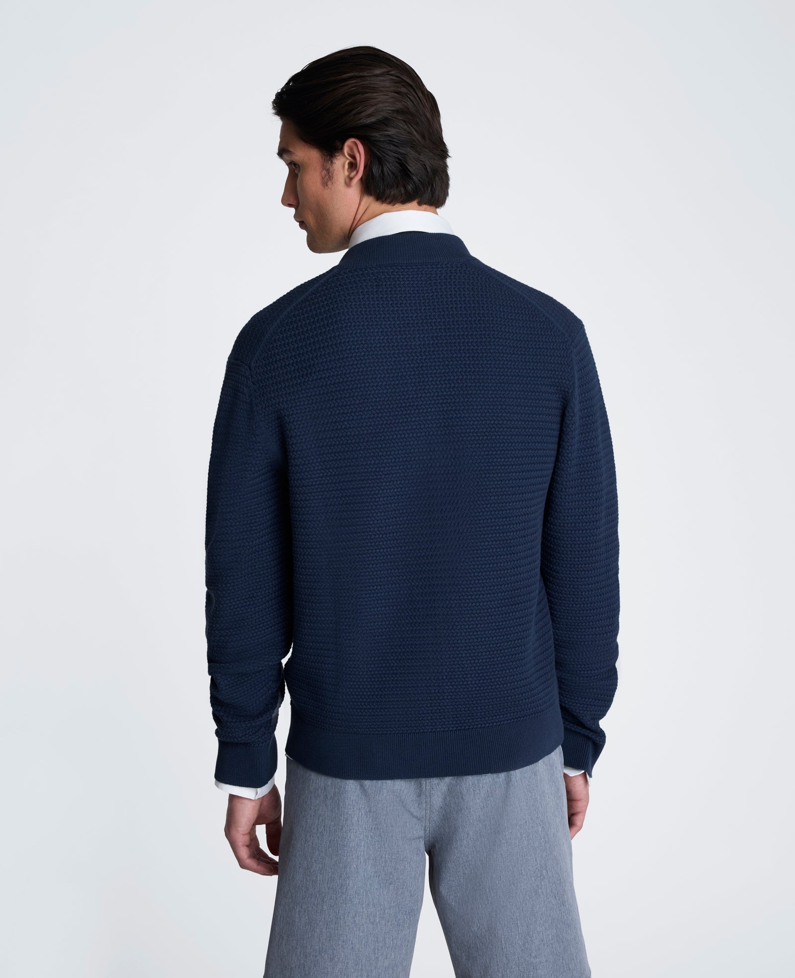 Kenneth Cole Reaction Clothing Sweater Bomber Jacket bomber navy in maglia waffle