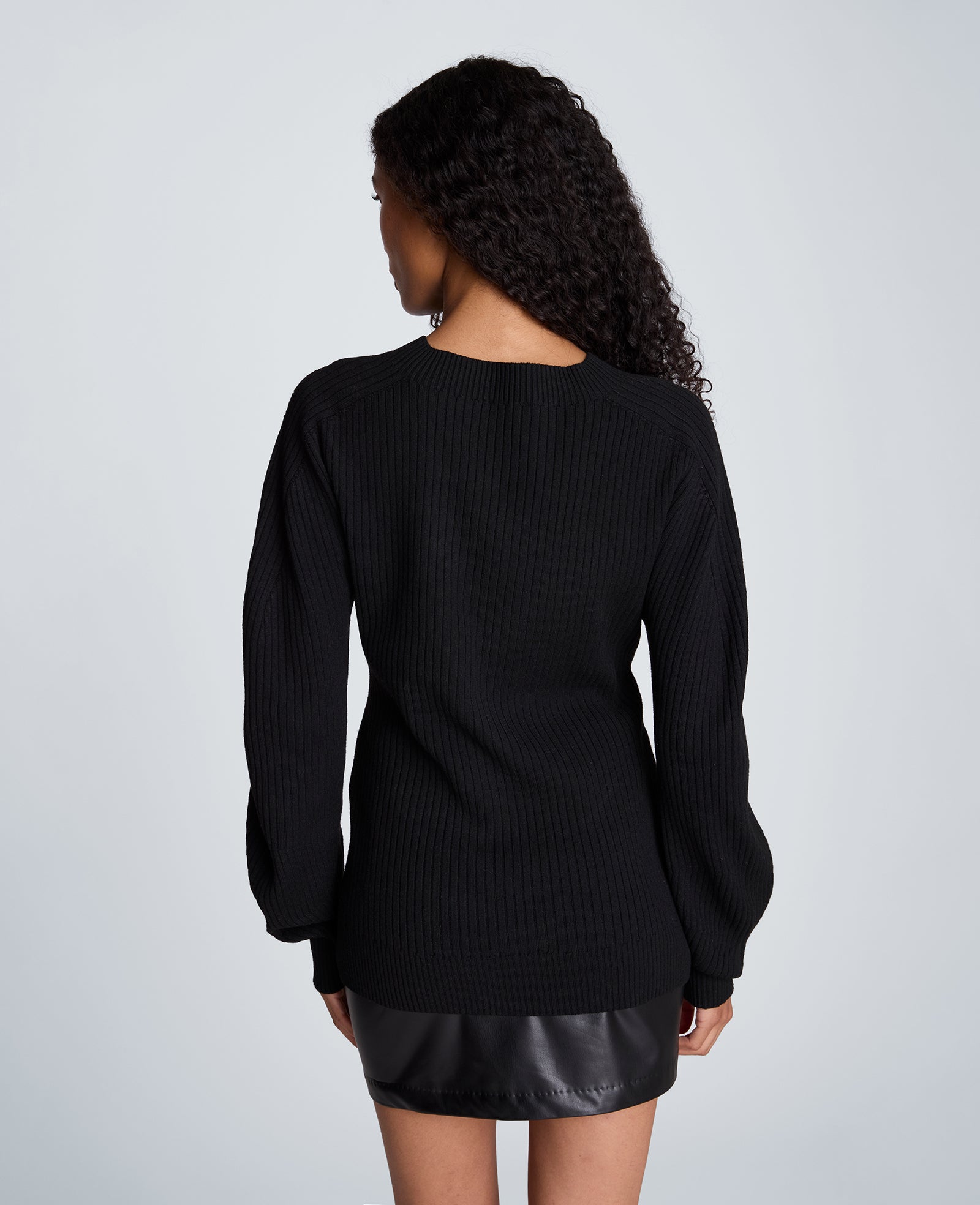 Kenneth Cole Reaction Clothing Mock Neck Seamless Traveling Ribbed Sweater maglia nera a coste