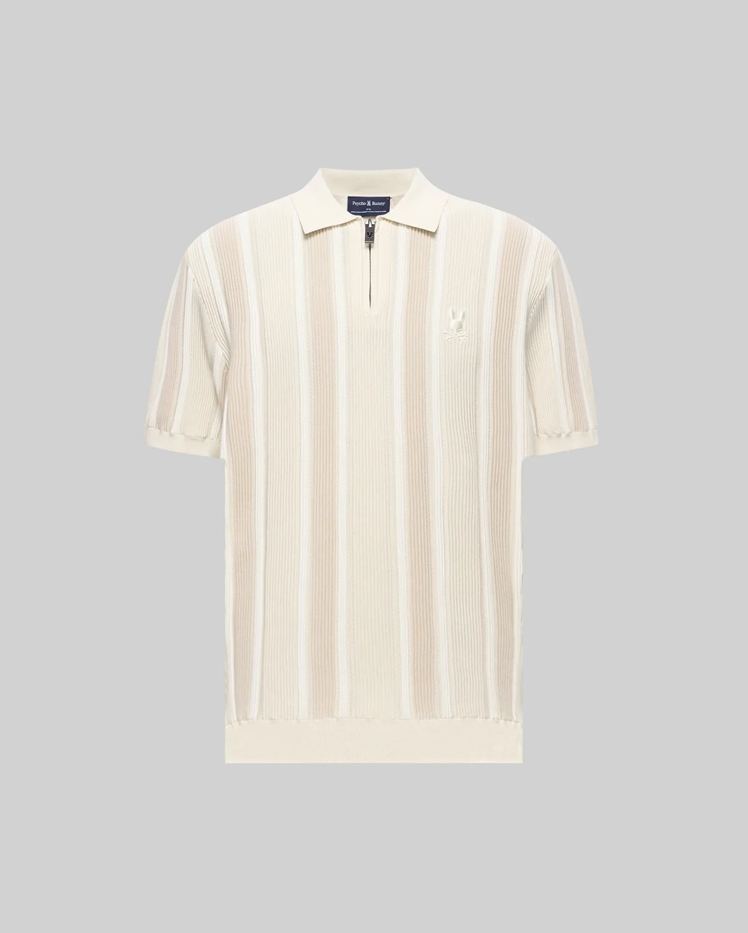 Psycho Bunny Men's Polos Cliff Knit Zip Polo MT0100210 polo uomo beige
