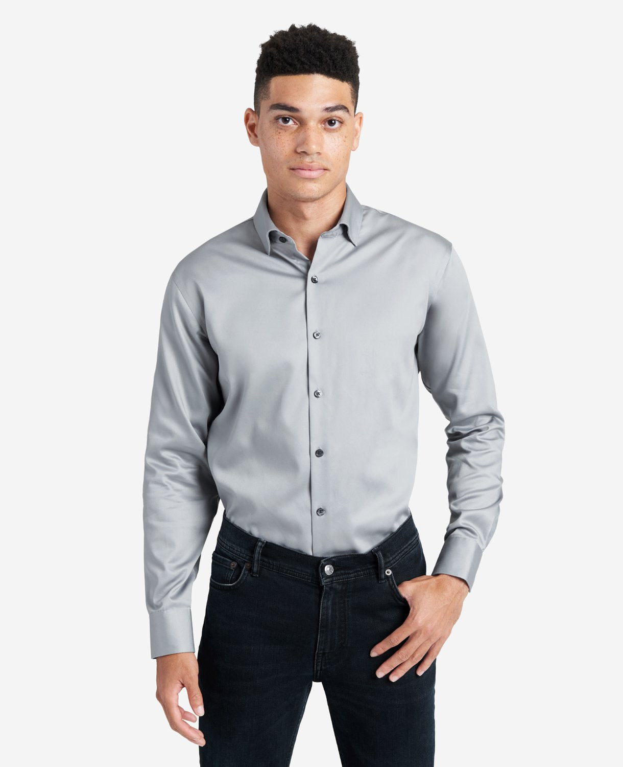Kenneth Cole Reaction Clothing Regular-Fit Button-Down Stretch Dress Shirt with TEK FIT camicia Flint
