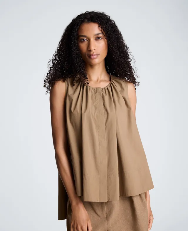 Kenneth Cole Reaction High-Low Tent Shirt camicia dark peanut in cotone elasticizzato