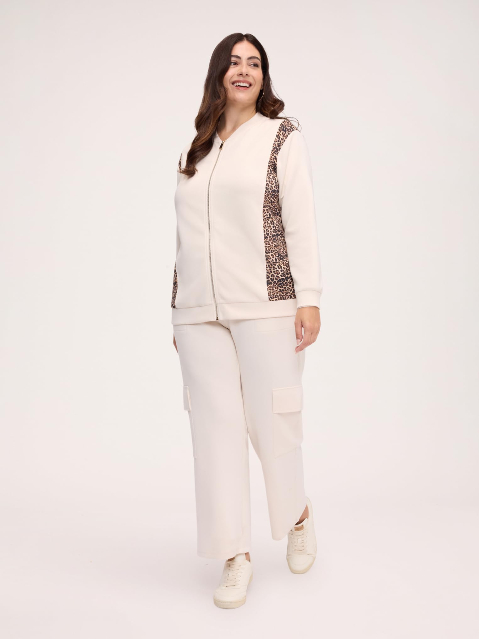 Fiorella Rubino Maglie e felpe Felpa aperta con inserti animalier M Plus