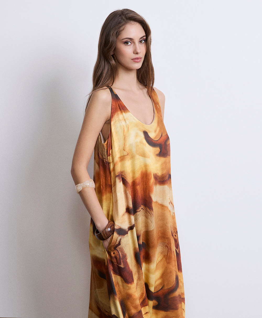 Markup Donna Vestiti Abito in raso stampato