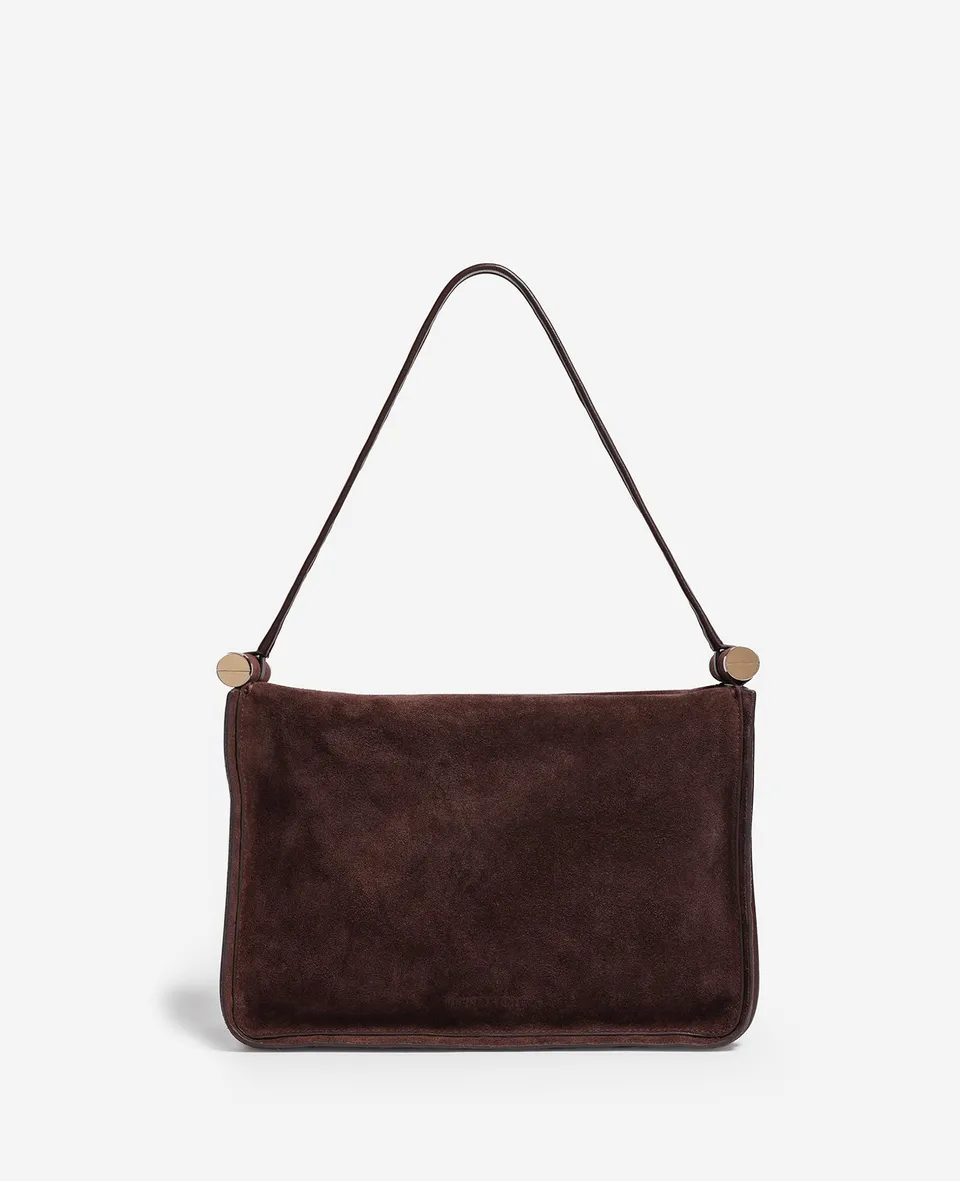 Kenneth Cole Reaction Highline Large Suede Top Handle Shoulder Bag borsa a spalla cioccolato