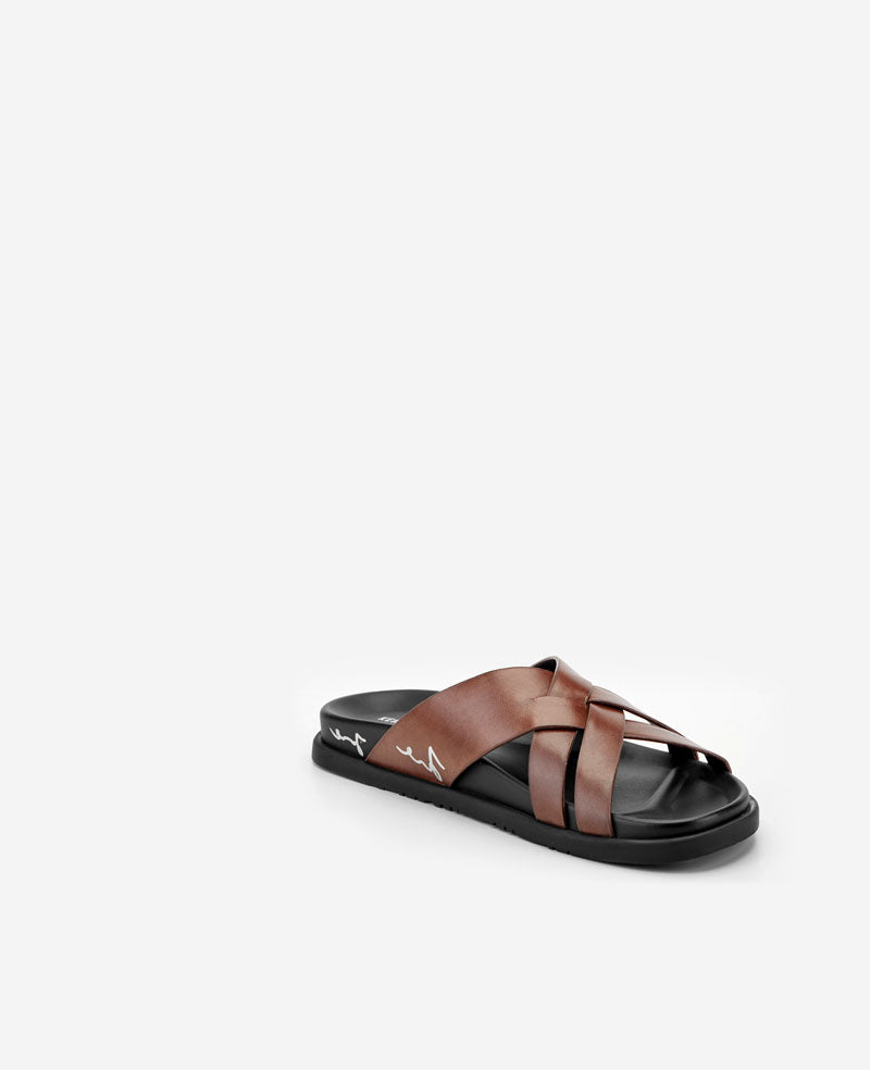 Kenneth Cole Reaction Shoes Wooper Leather Sandal sandalo cognac in pelle