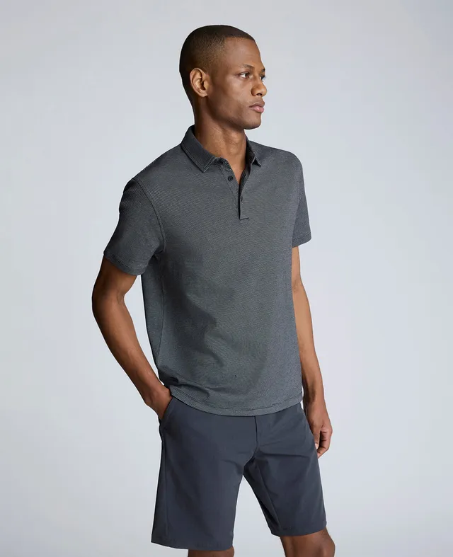 Kenneth Cole Reaction Clothing Knit Two-Toned Button polo nera in maglia, taglia S-XXL