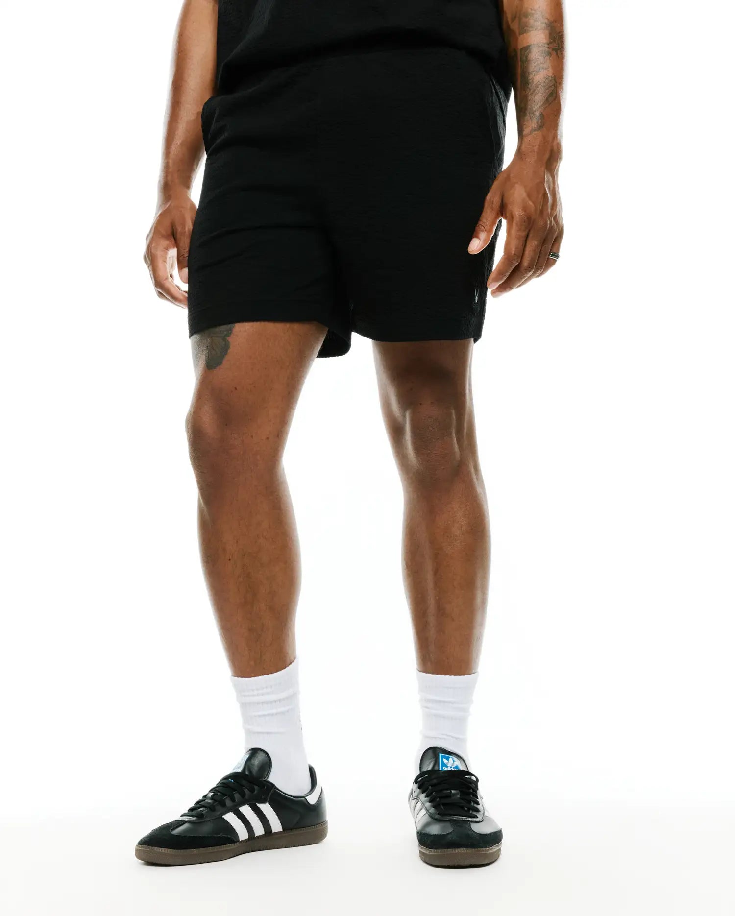 Psycho Bunny Men's Shorts Arlen Seersucker short nero con coulisse