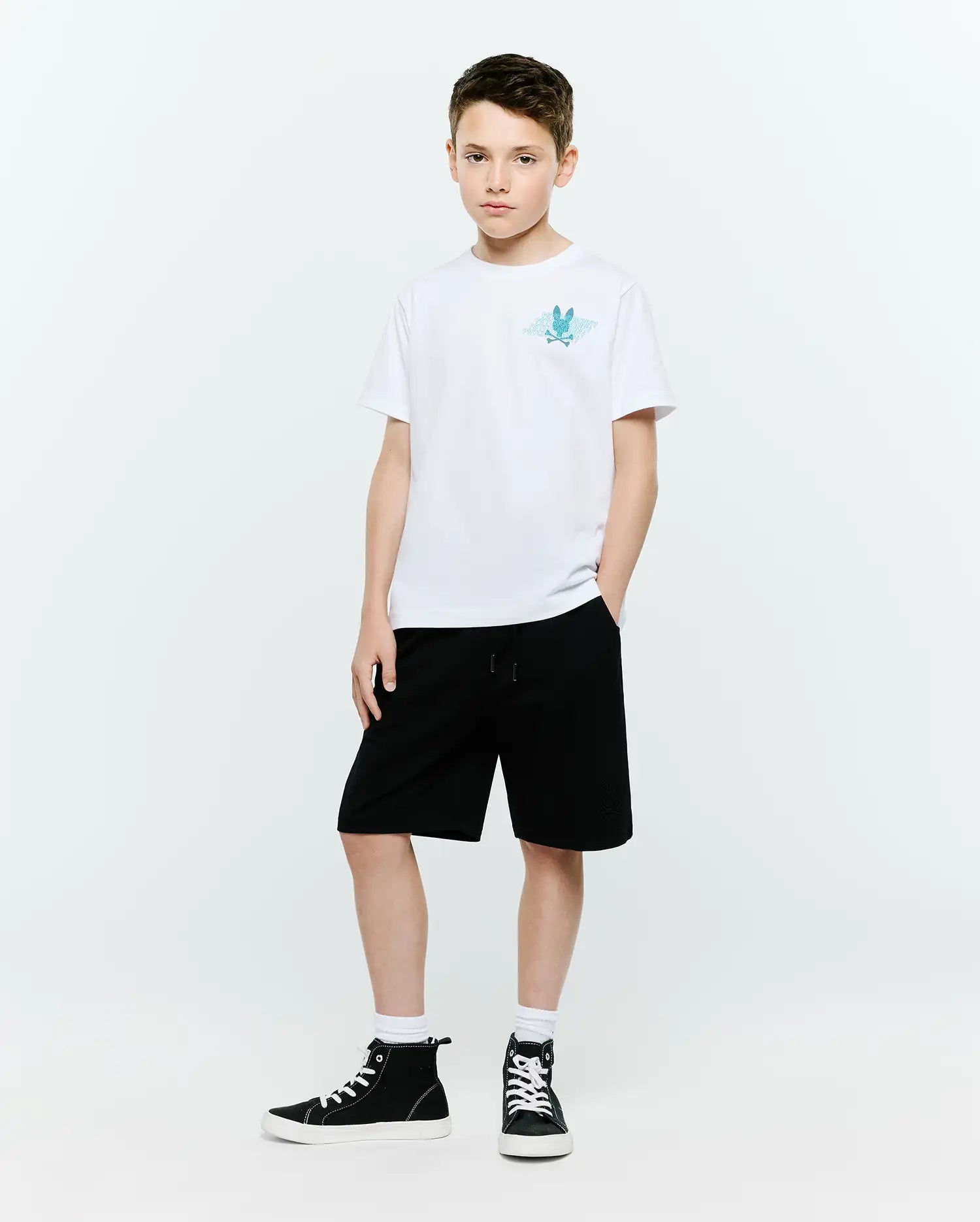 Psycho Bunny Kids Tees KIDS MAURICE BACK GRAPHIC TEE - KT0200307 t-shirt bianca in cotone Pima