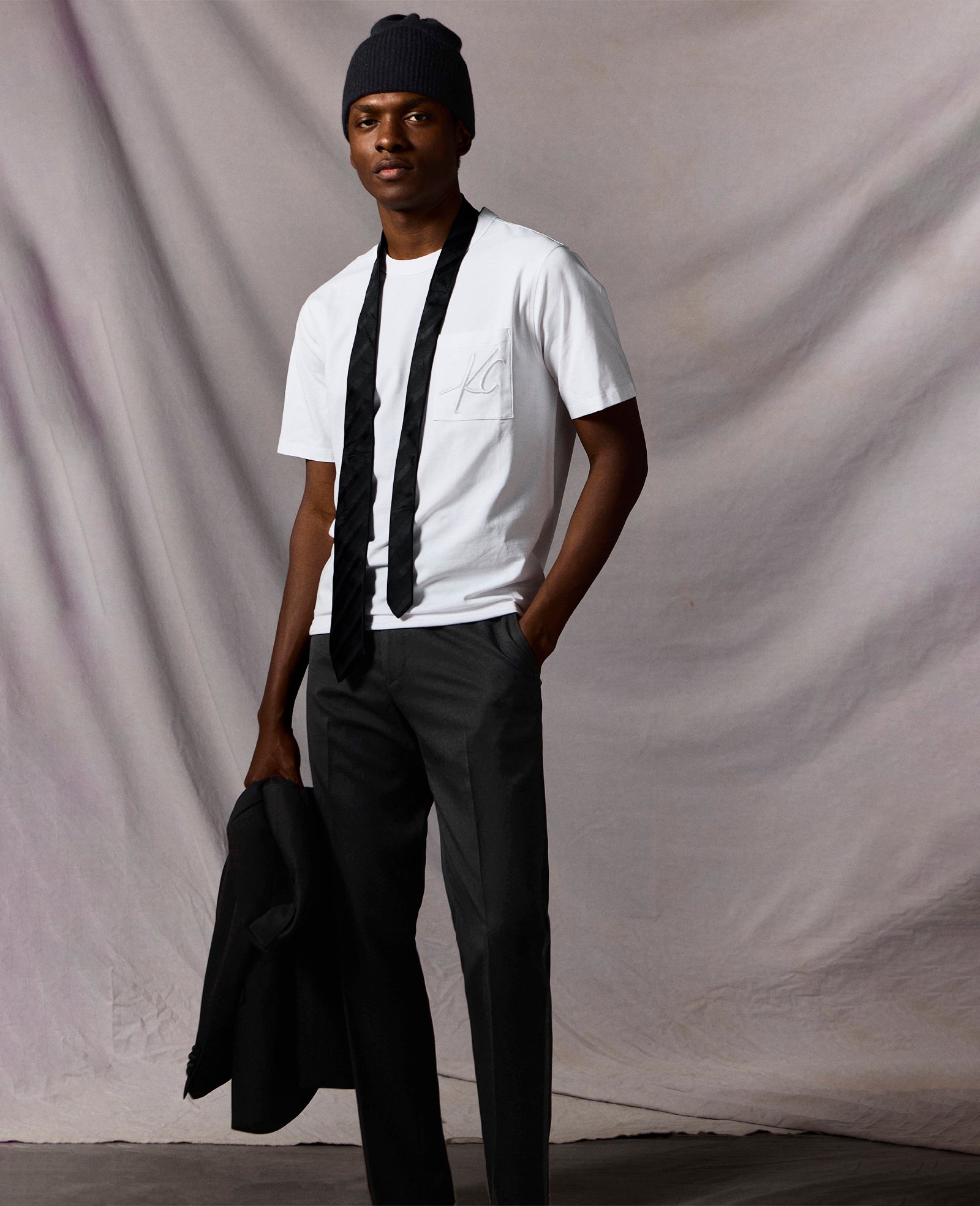 Kenneth Cole Reaction Crew Tee with Pocket maglietta bianca oversize